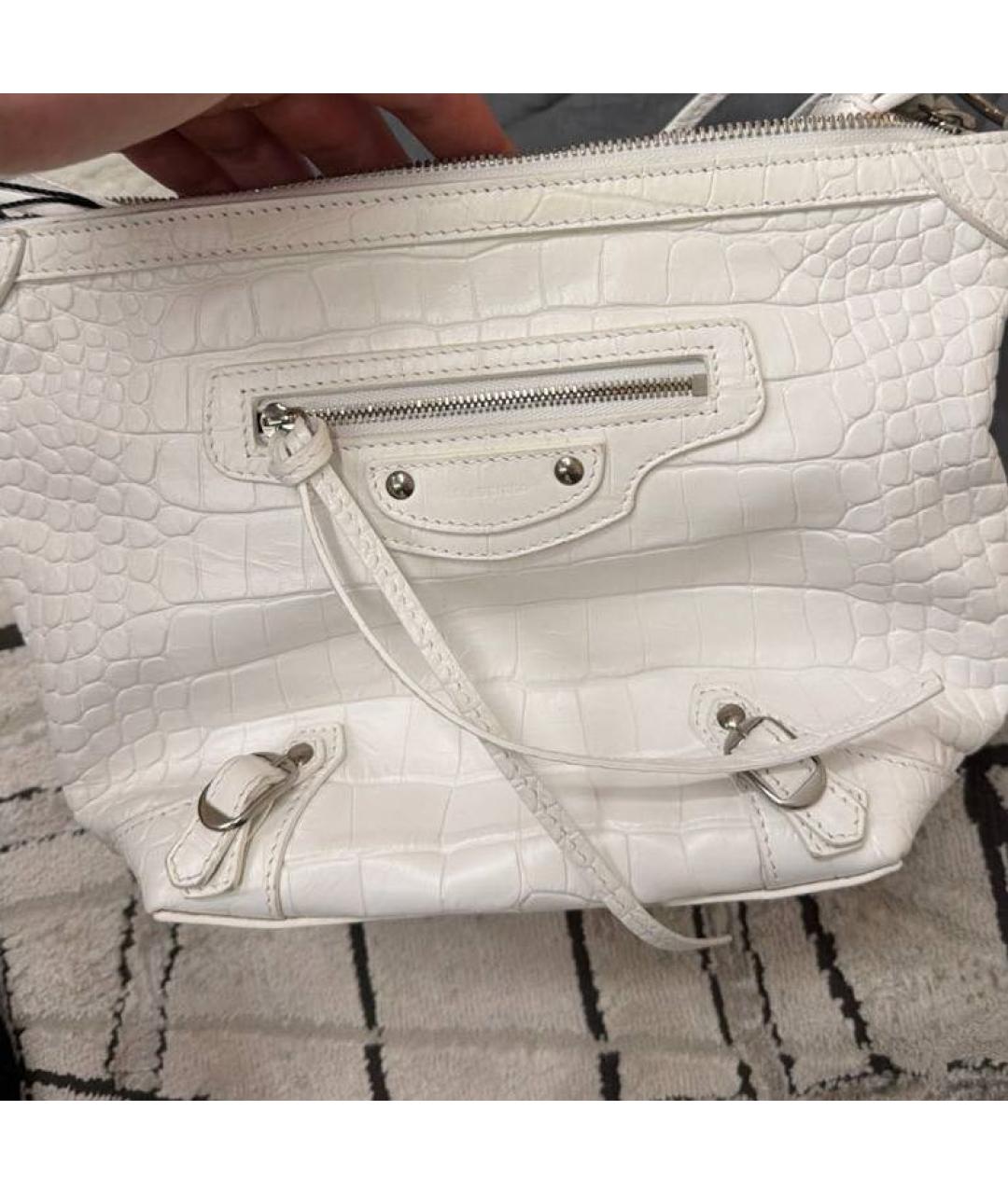 BALENCIAGA Белая кожаная сумка через плечо, фото 5