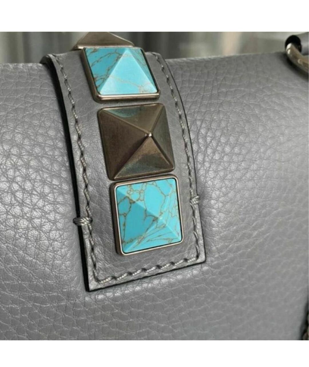 VALENTINO Серая кожаная сумка через плечо, фото 4