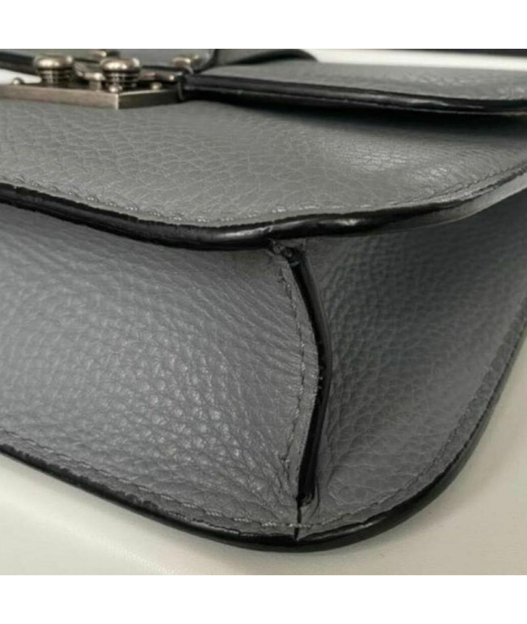 VALENTINO Серая кожаная сумка через плечо, фото 6