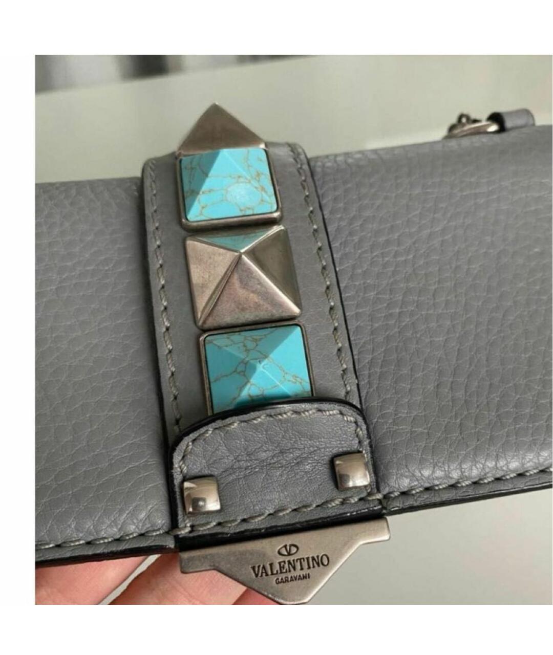 VALENTINO Серая кожаная сумка через плечо, фото 2
