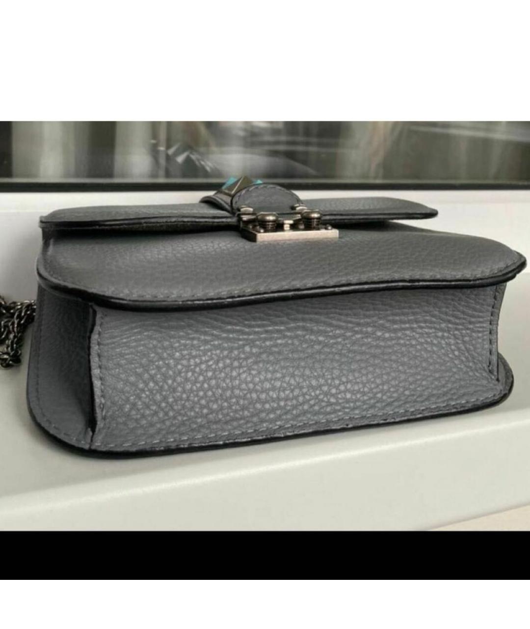 VALENTINO Серая кожаная сумка через плечо, фото 7