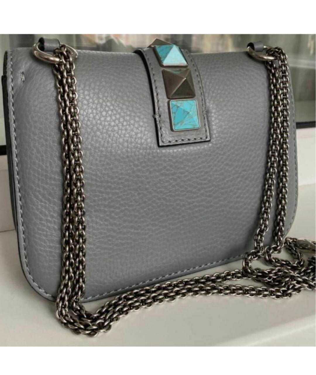 VALENTINO Серая кожаная сумка через плечо, фото 3
