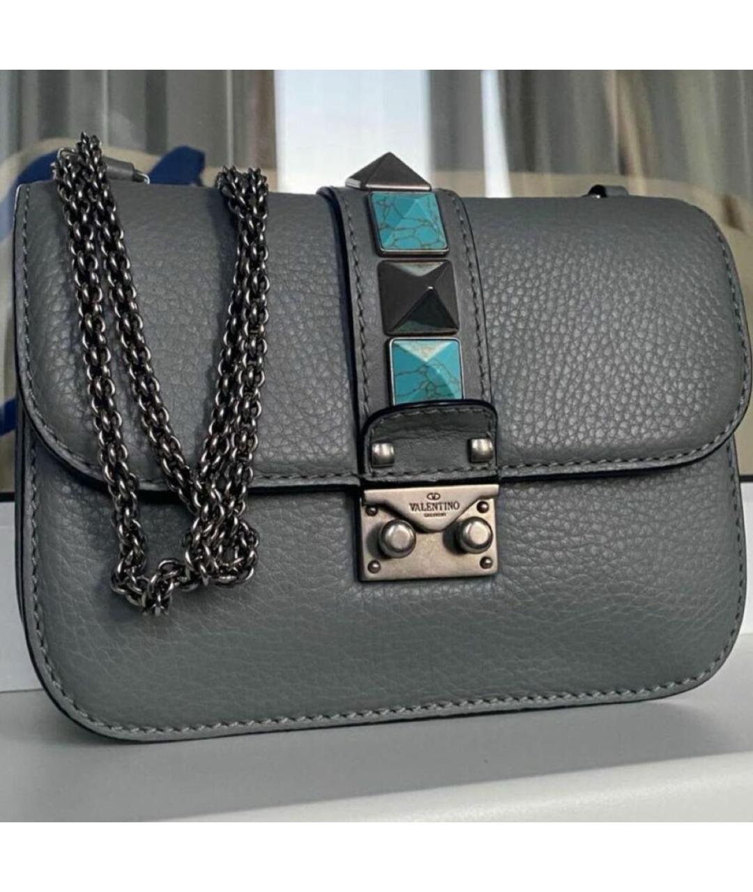 VALENTINO Серая кожаная сумка через плечо, фото 8