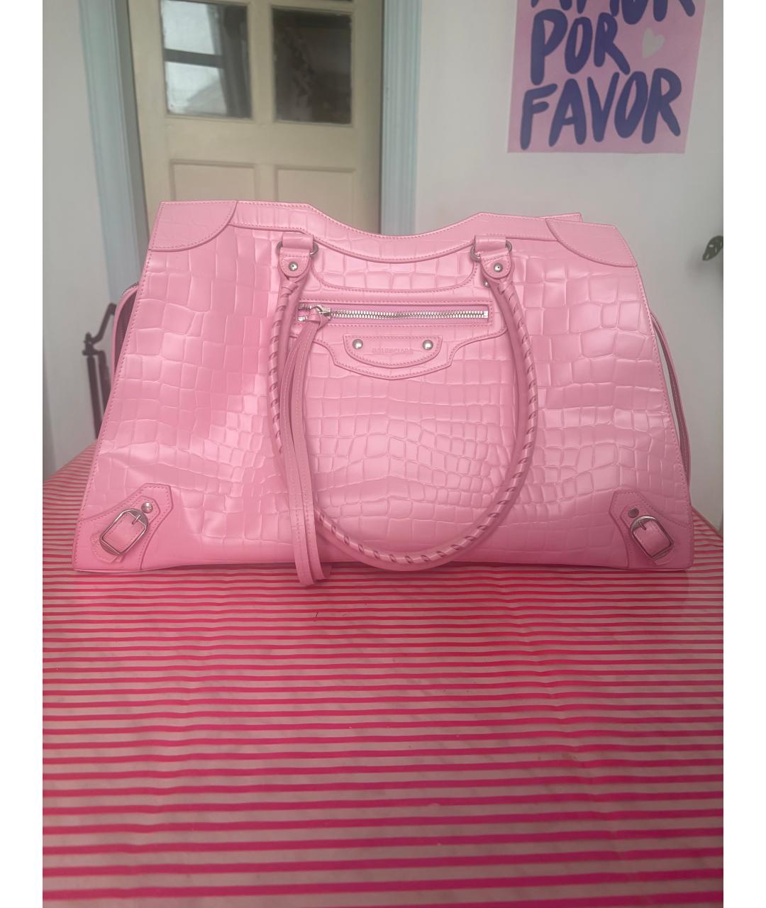 BALENCIAGA Розовая кожаная дорожная/спортивная сумка, фото 6