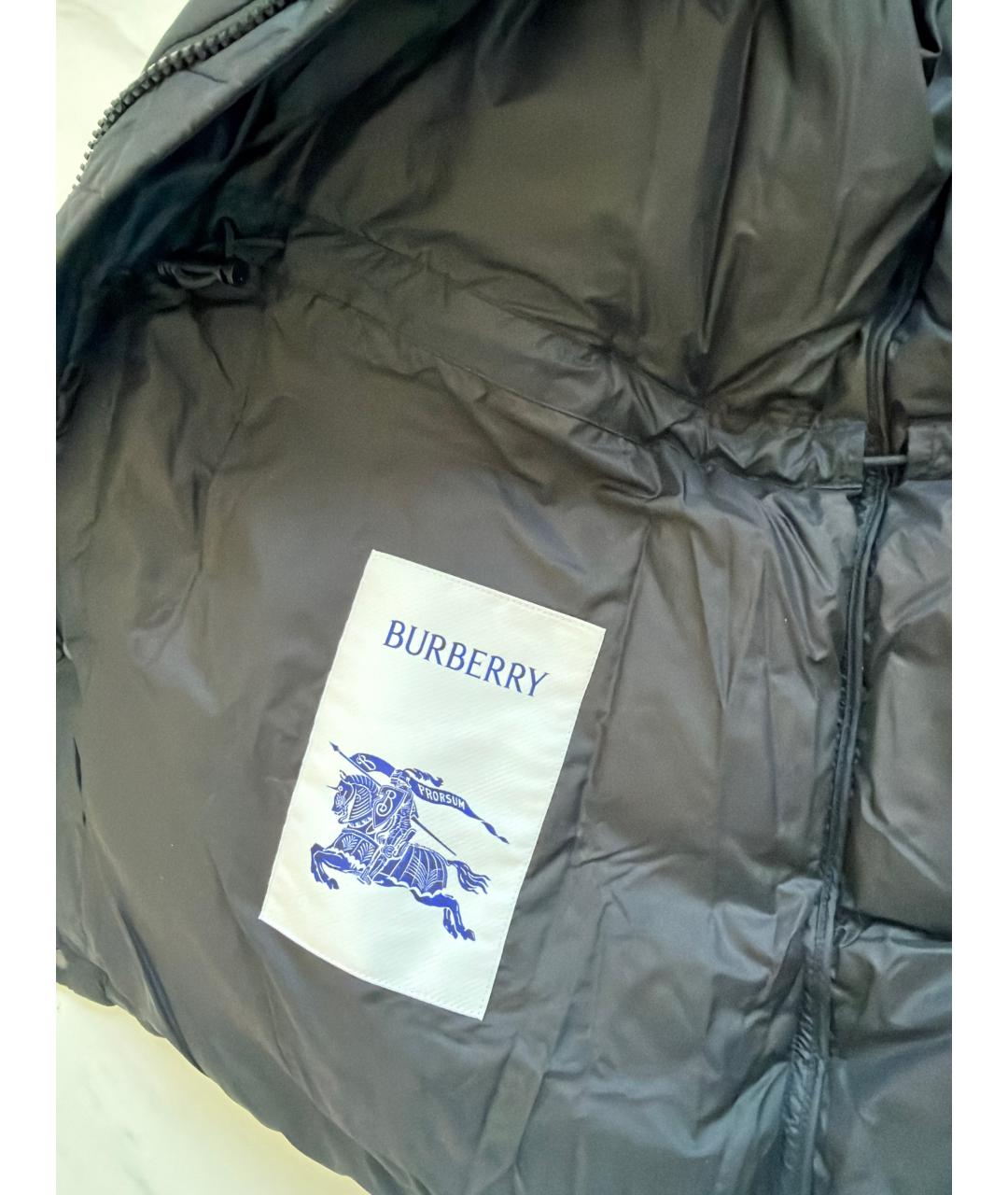 BURBERRY Черный полиамидовый пуховик, фото 3