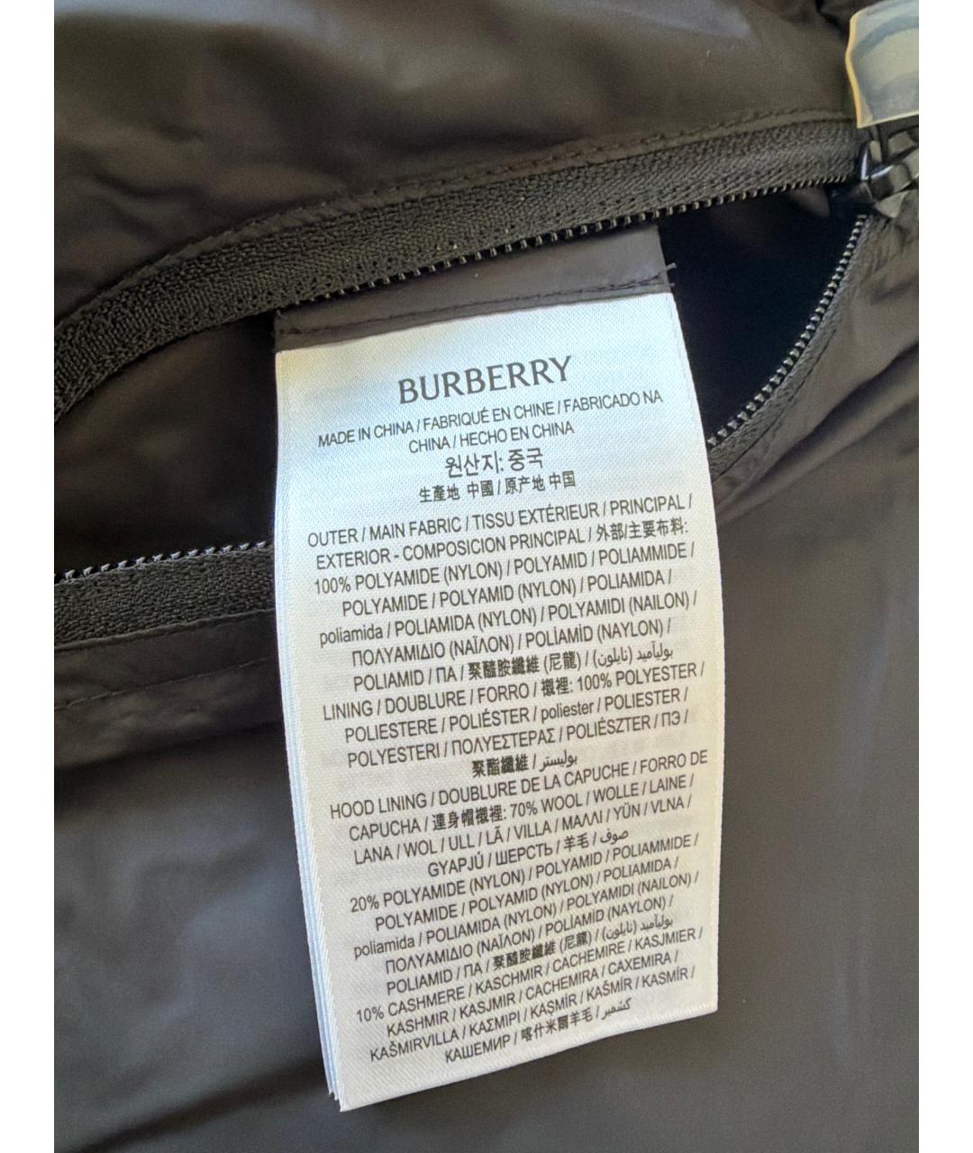 BURBERRY Черный полиамидовый пуховик, фото 2