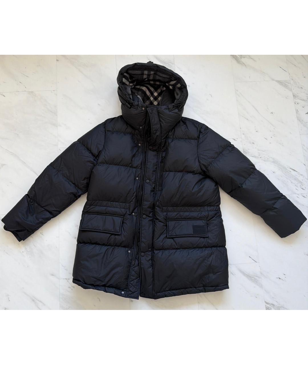 BURBERRY Черный полиамидовый пуховик, фото 6
