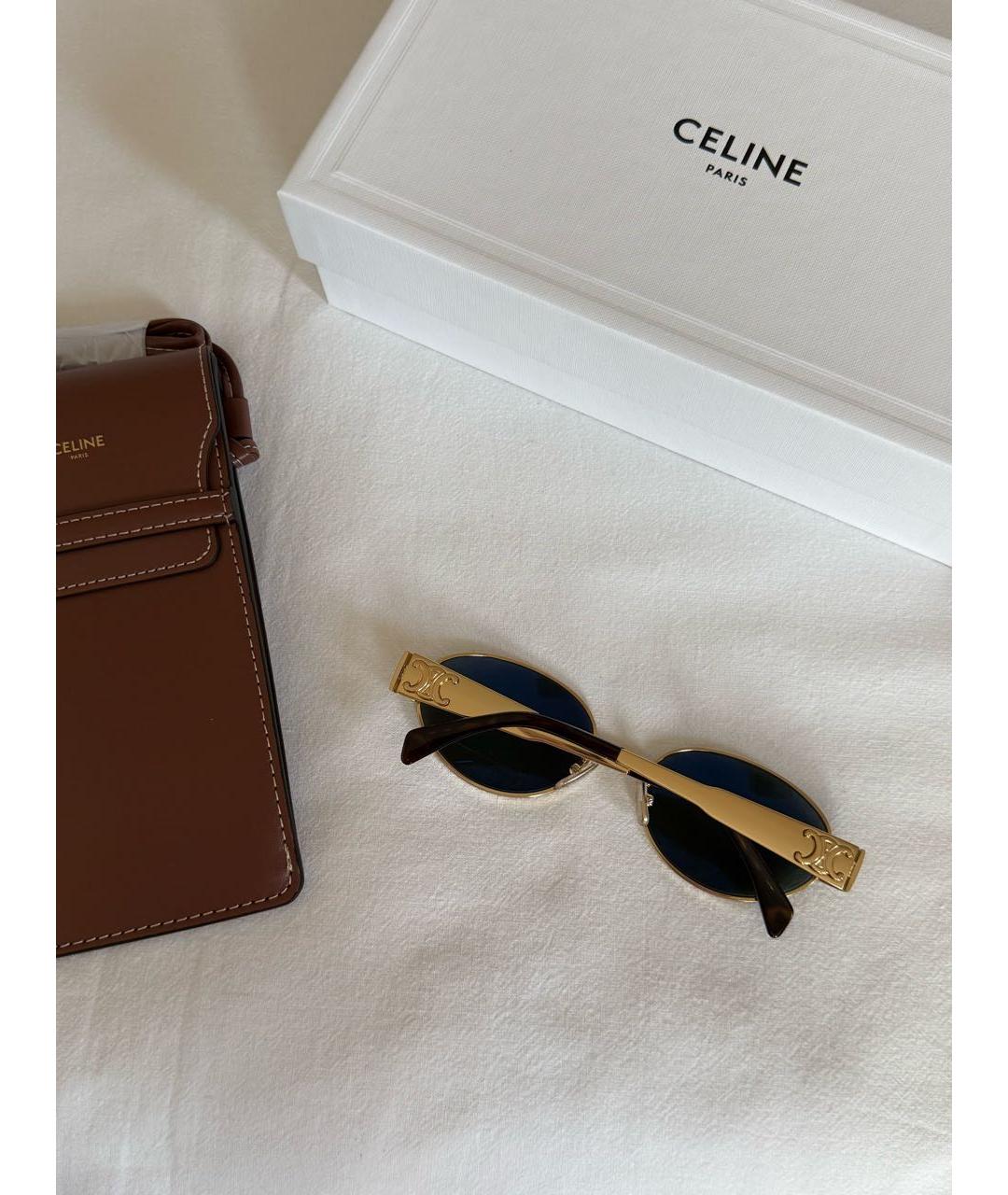CELINE Золотые металлические солнцезащитные очки, фото 6