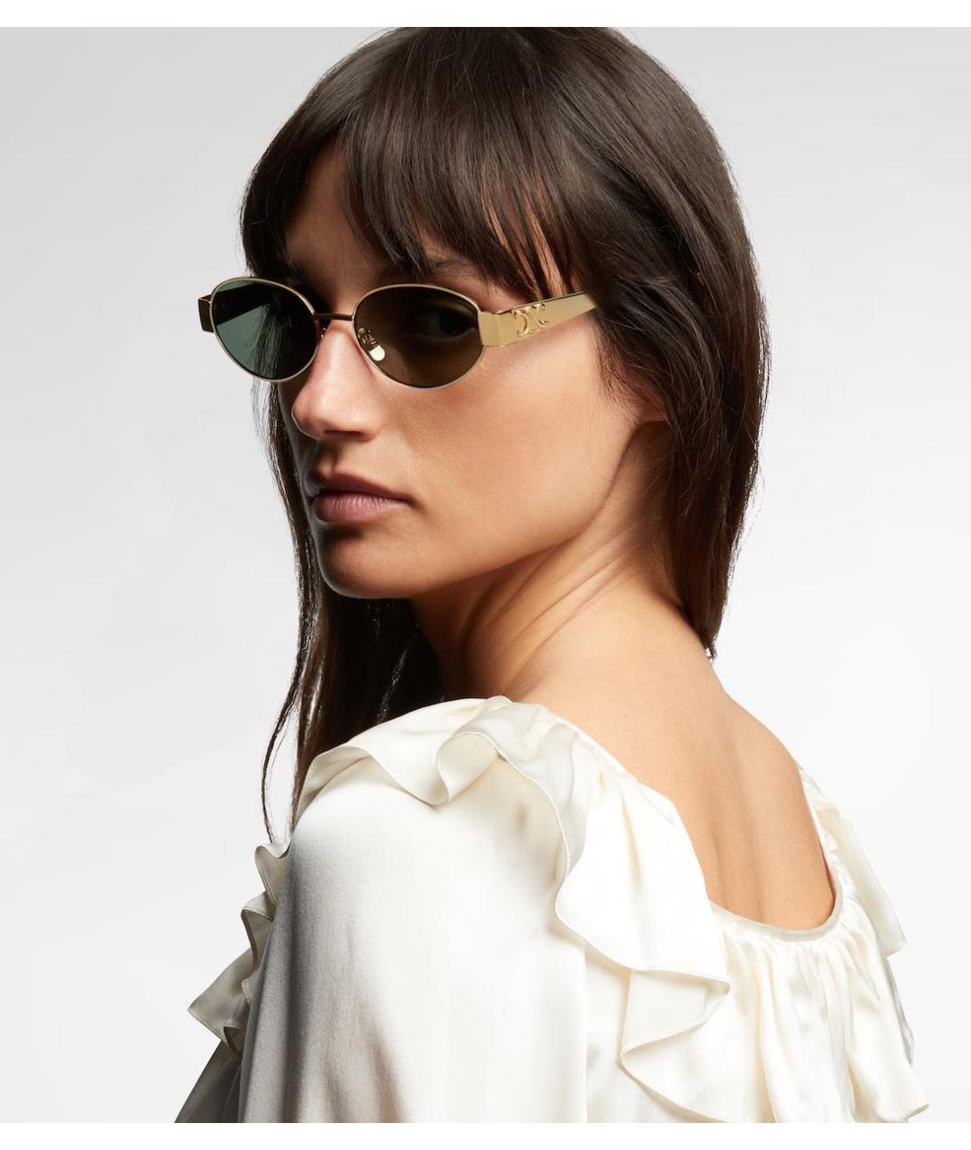 CELINE Золотые металлические солнцезащитные очки, фото 3