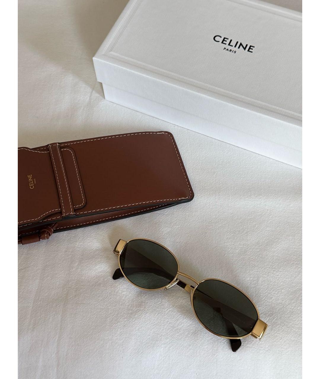 CELINE Золотые металлические солнцезащитные очки, фото 4