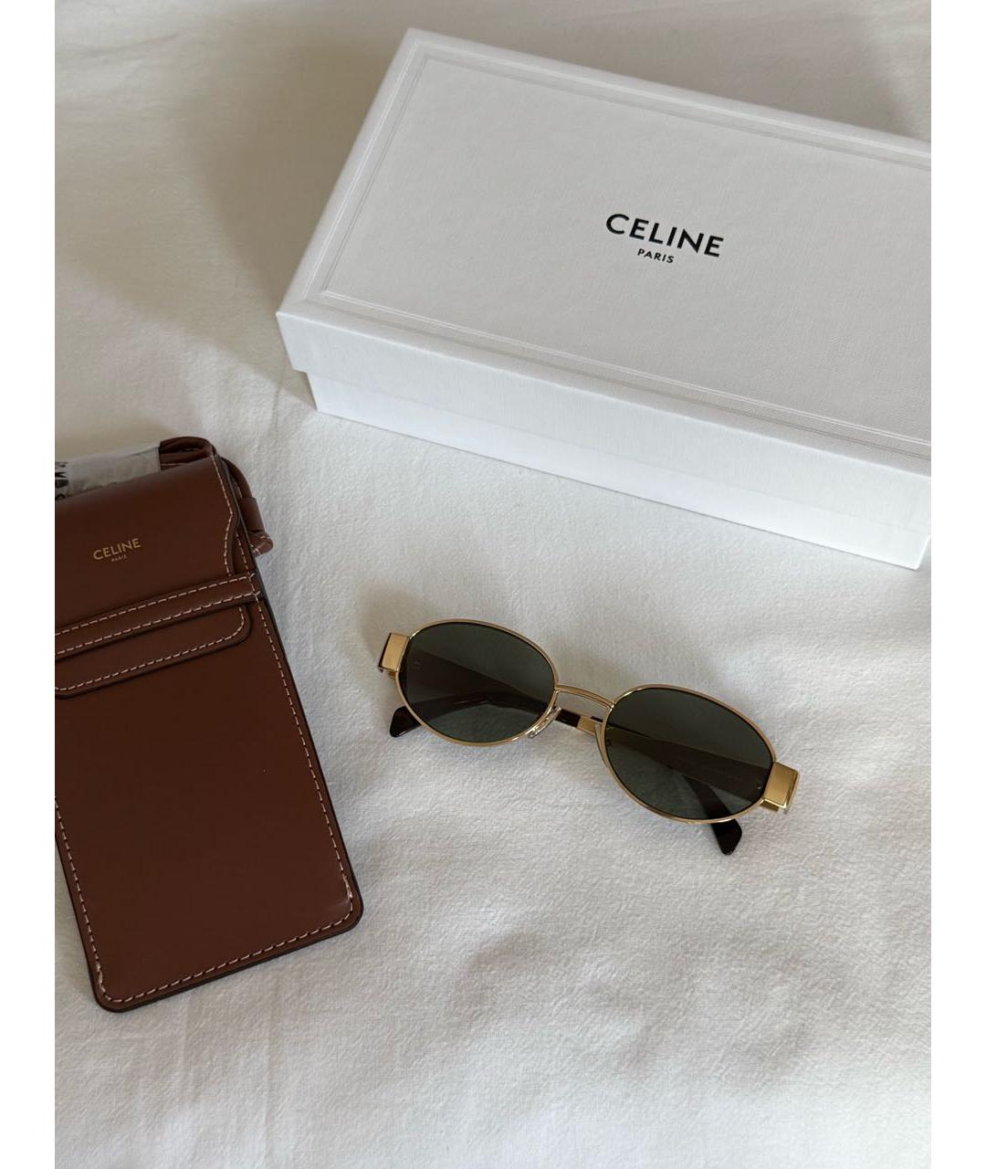 CELINE Золотые металлические солнцезащитные очки, фото 5