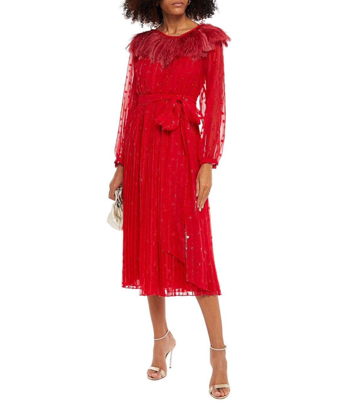 VALENTINO Красное шелковое коктейльное платье, фото 2