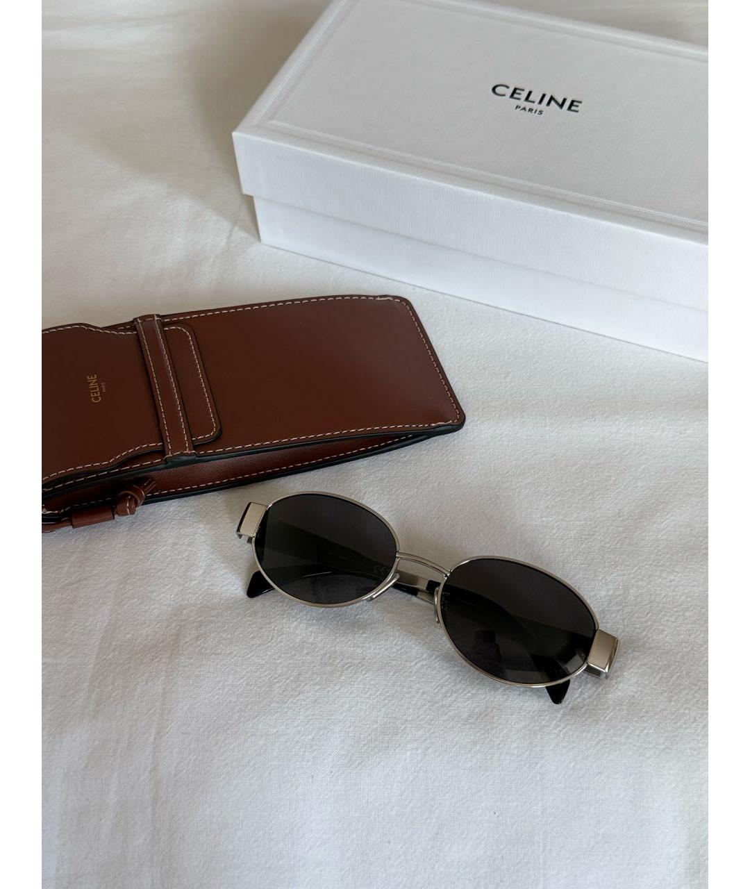CELINE Серебряные металлические солнцезащитные очки, фото 5