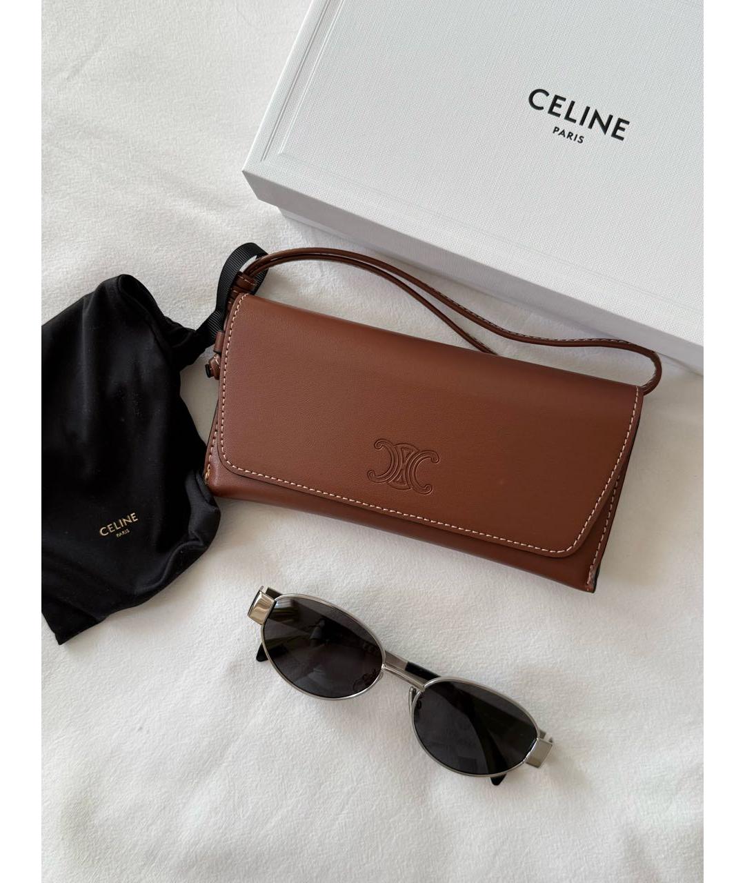CELINE Серебряные металлические солнцезащитные очки, фото 4