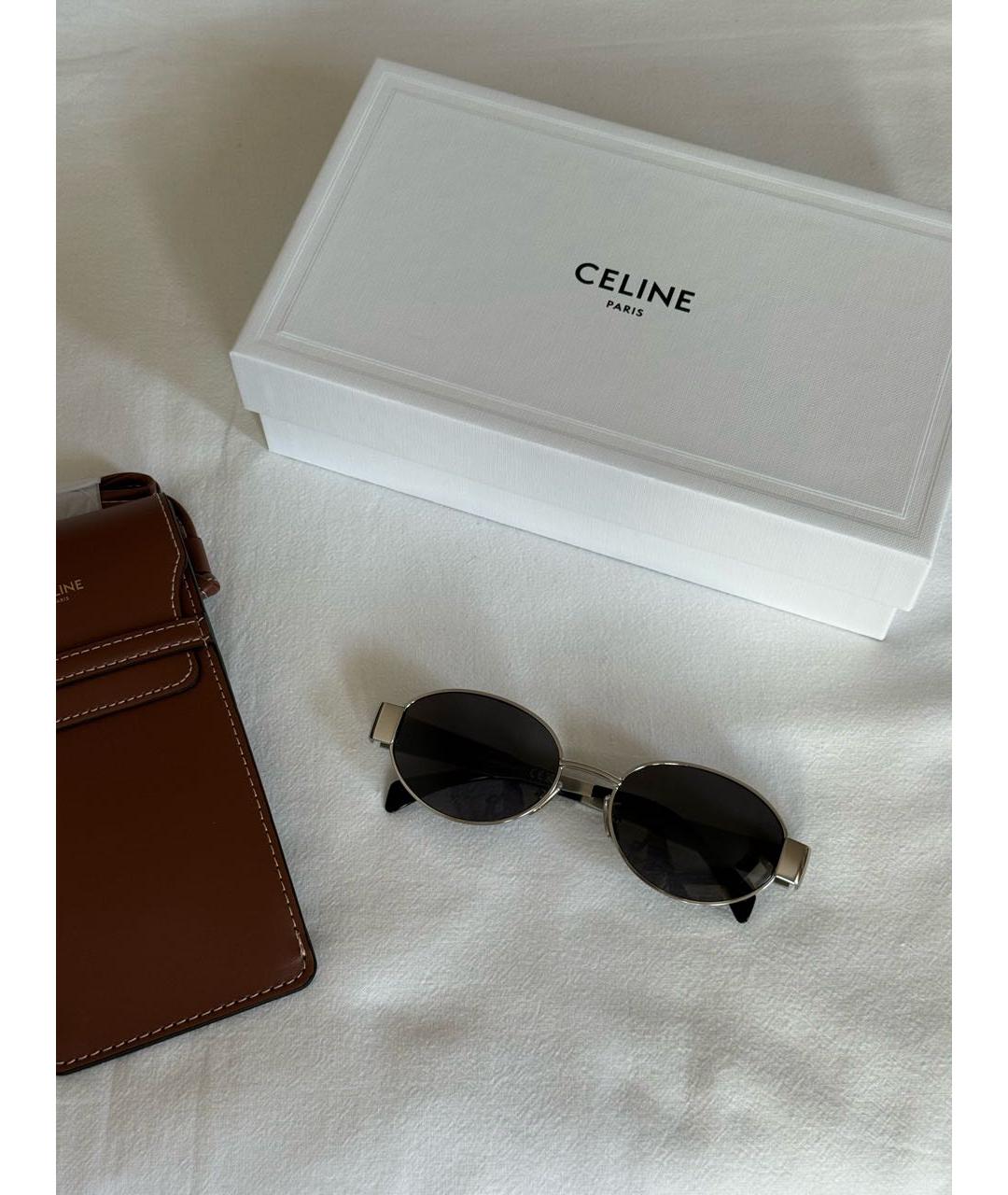 CELINE Серебряные металлические солнцезащитные очки, фото 4