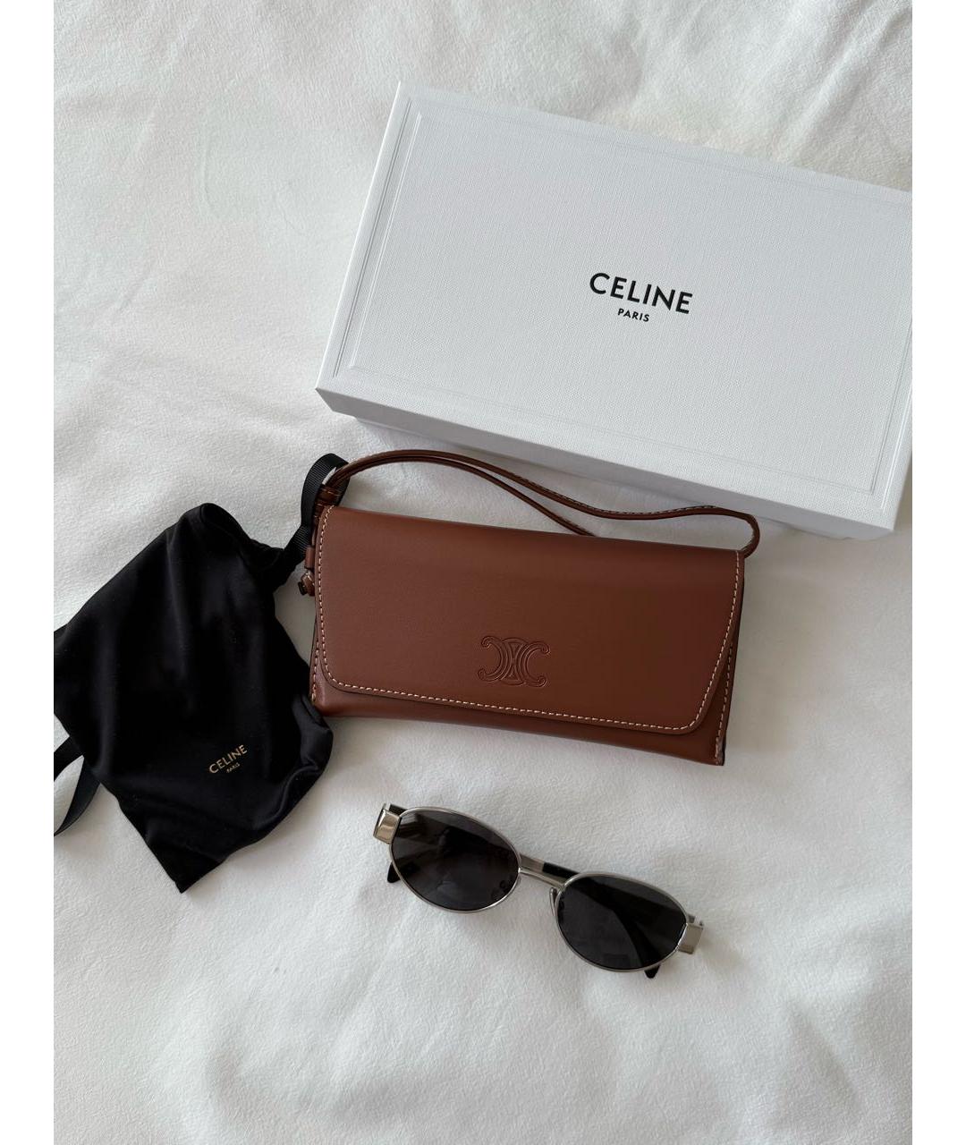 CELINE Серебряные металлические солнцезащитные очки, фото 5