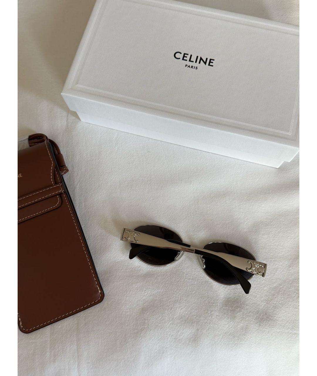 CELINE Серебряные металлические солнцезащитные очки, фото 6