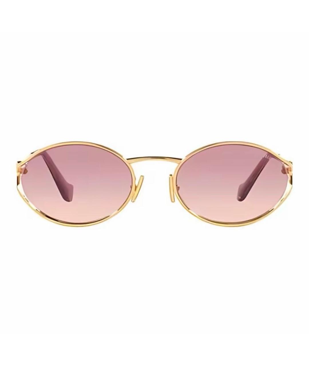 MIU MIU Золотые металлические солнцезащитные очки, фото 2