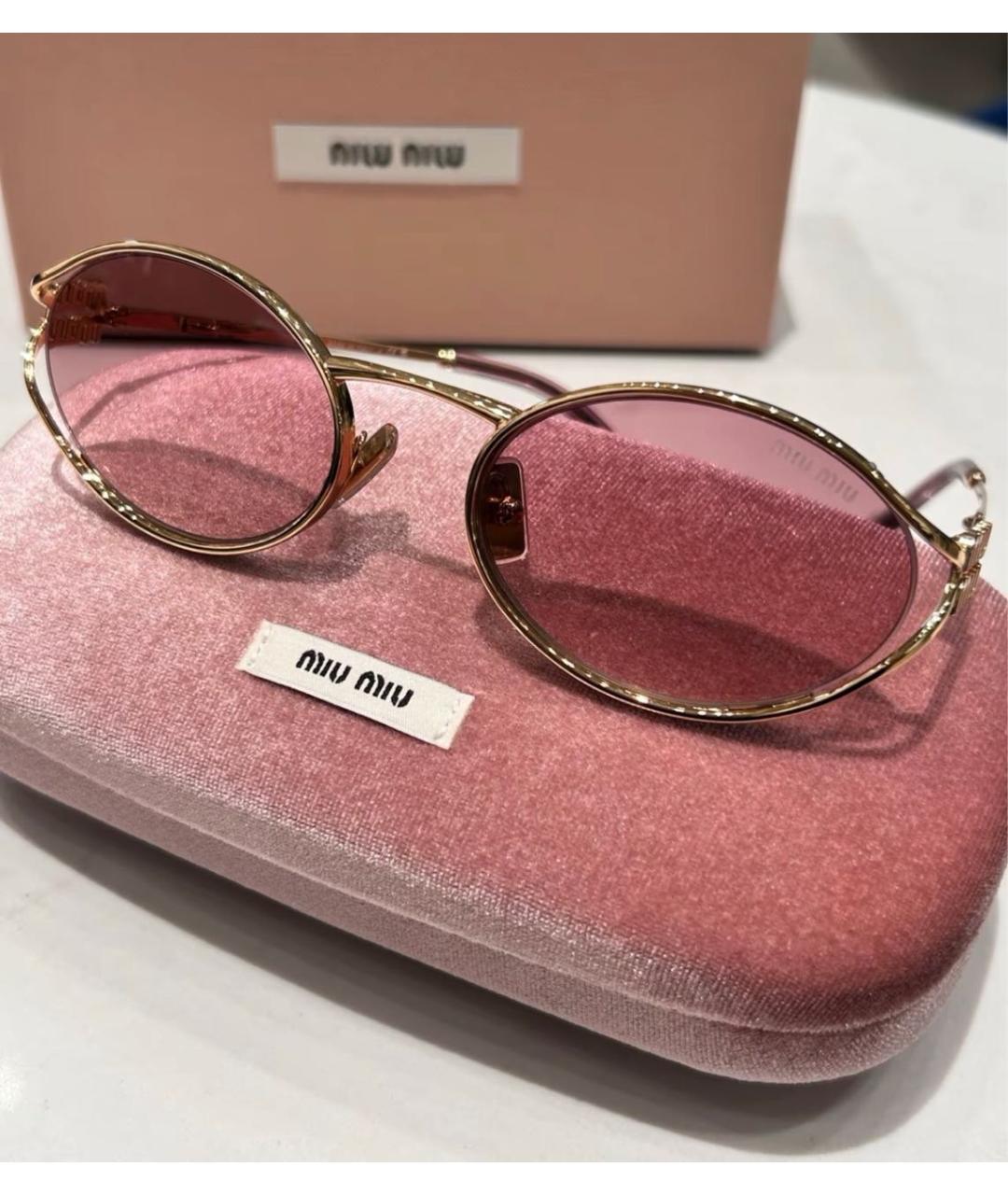 MIU MIU Золотые металлические солнцезащитные очки, фото 4