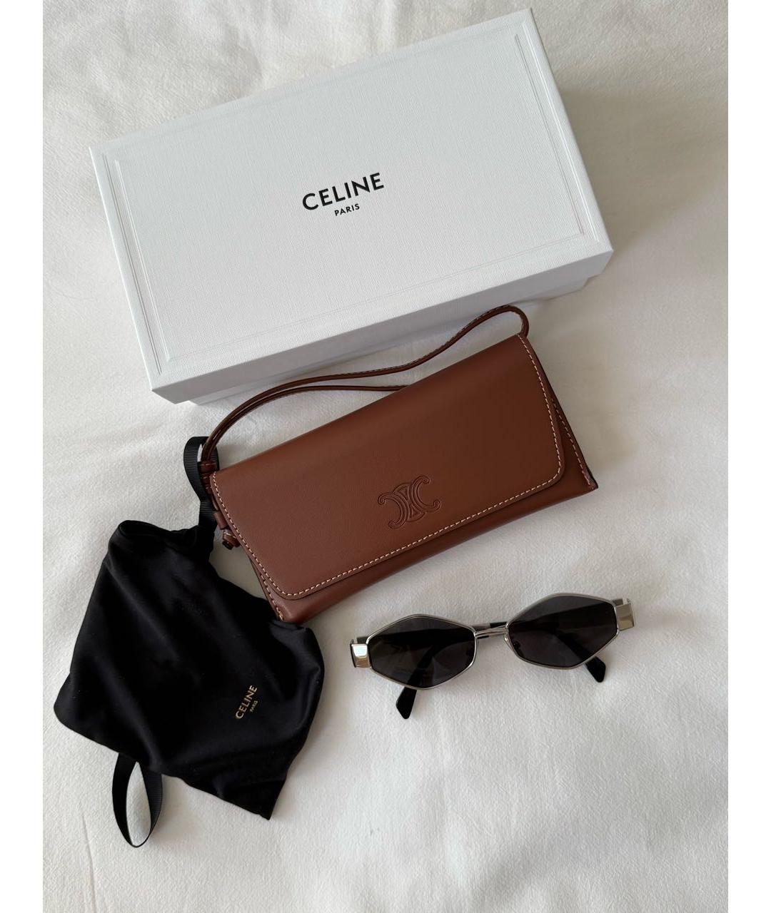 CELINE Серебряные металлические солнцезащитные очки, фото 4