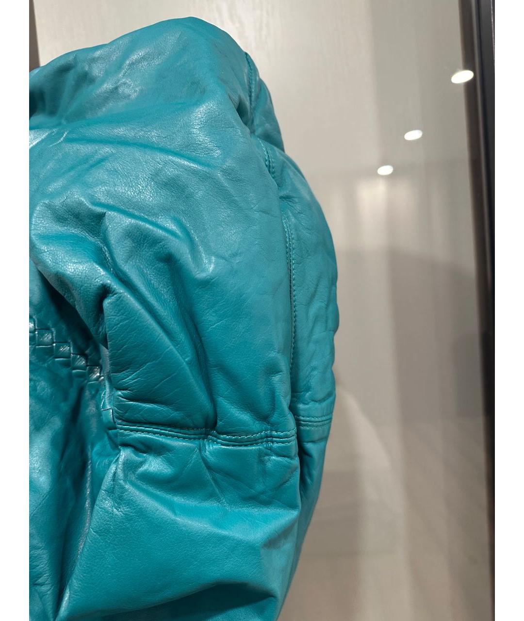 BOTTEGA VENETA Голубая кожаная сумка тоут, фото 8