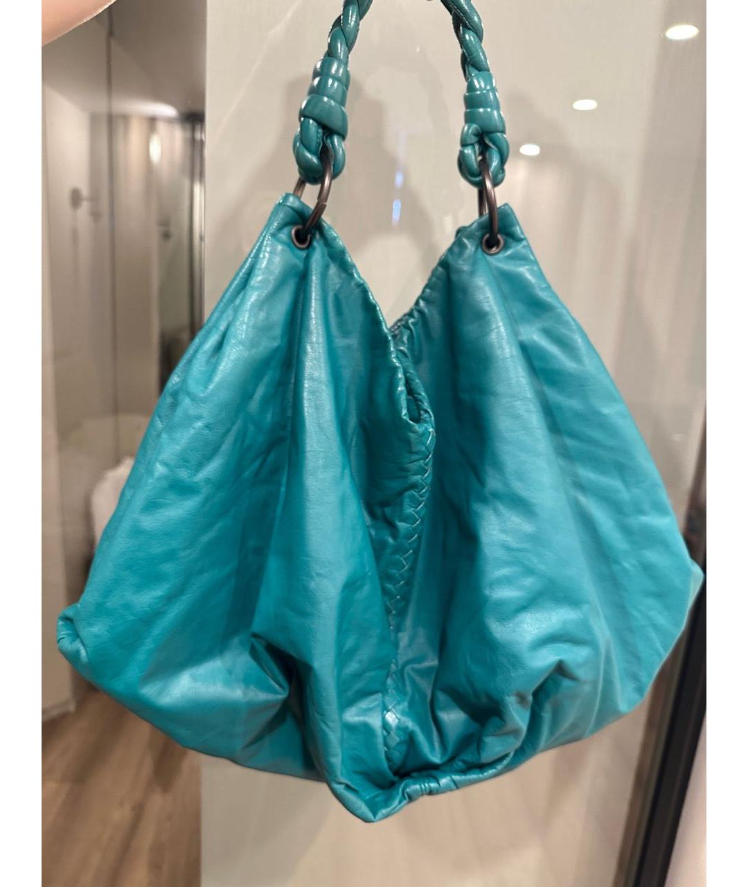 BOTTEGA VENETA Голубая кожаная сумка тоут, фото 2