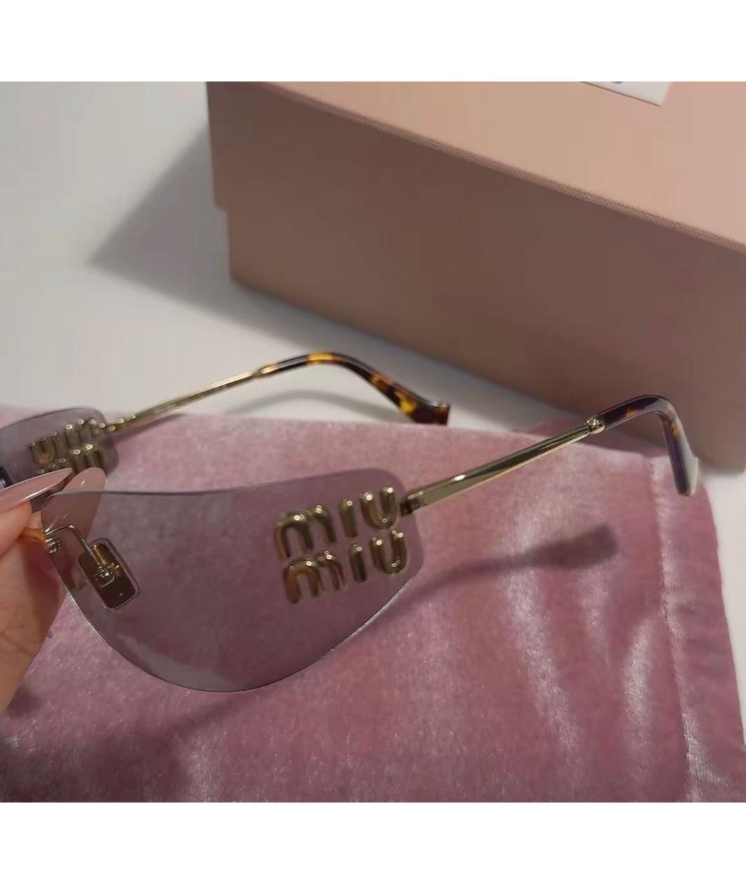 MIU MIU Золотые металлические солнцезащитные очки, фото 4