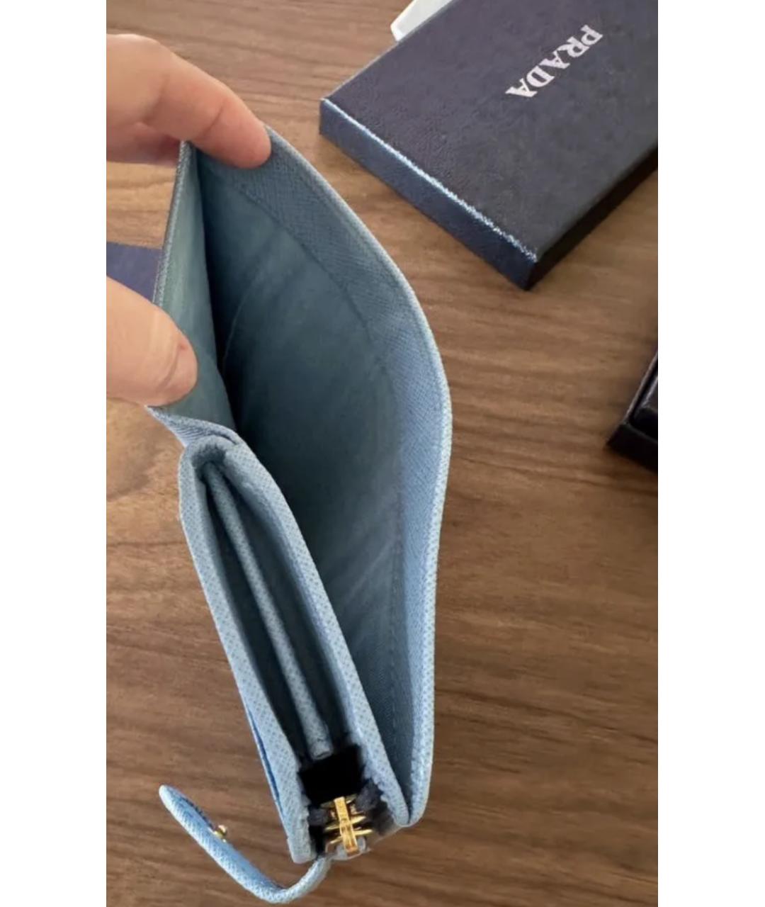 PRADA Голубой кожаный кошелек, фото 6