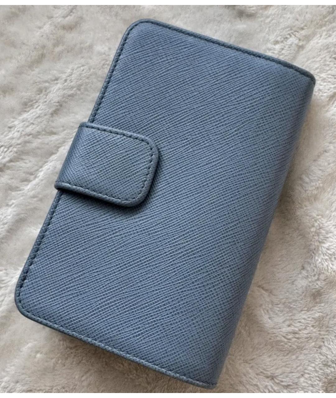 PRADA Голубой кожаный кошелек, фото 3