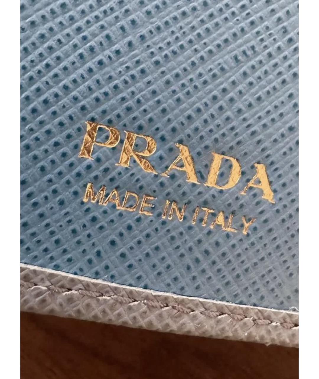 PRADA Голубой кожаный кошелек, фото 5