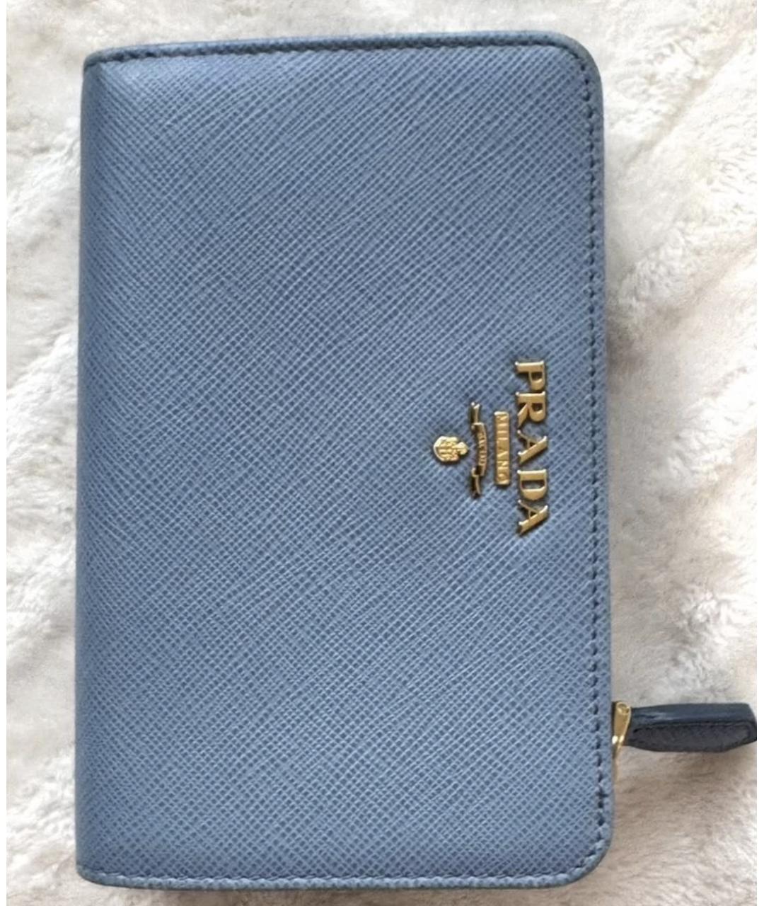 PRADA Голубой кожаный кошелек, фото 9