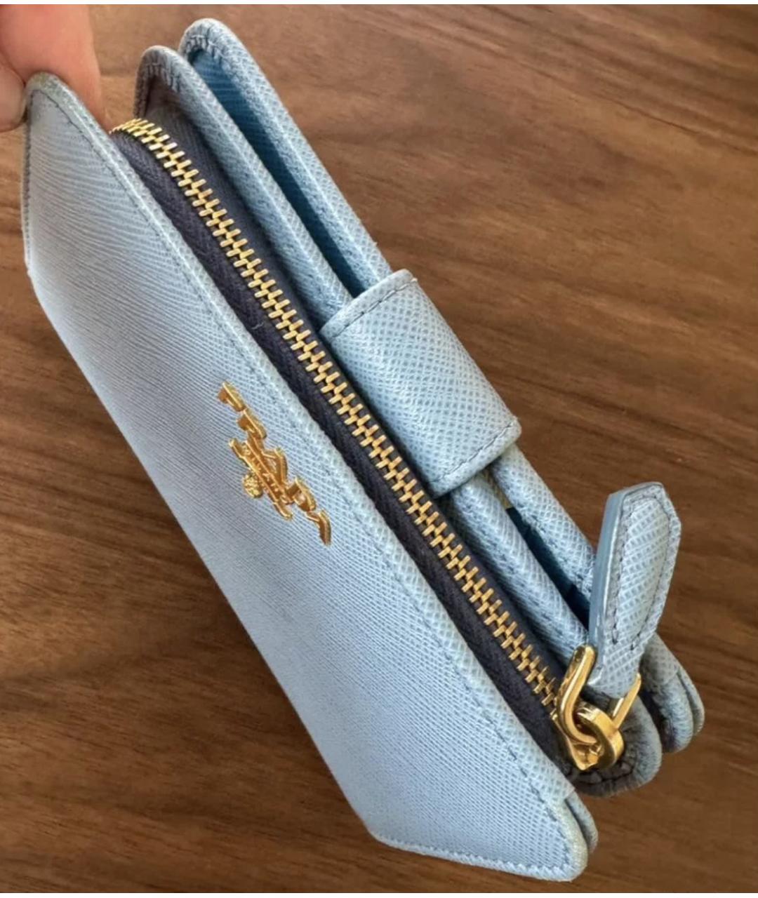 PRADA Голубой кожаный кошелек, фото 2