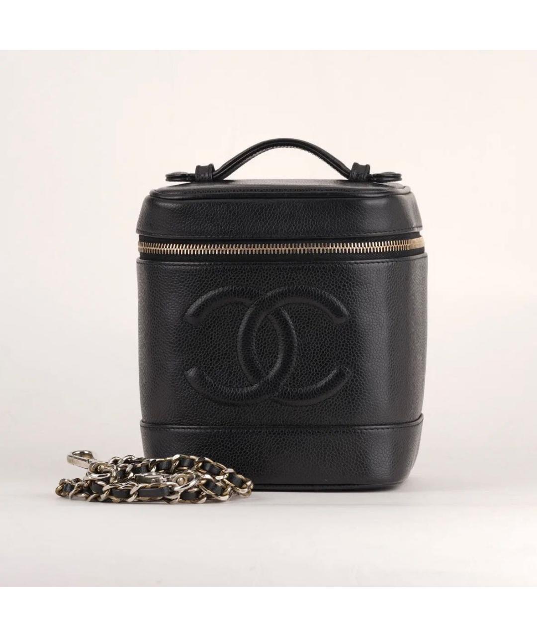 CHANEL Черная кожаная сумка с короткими ручками, фото 9