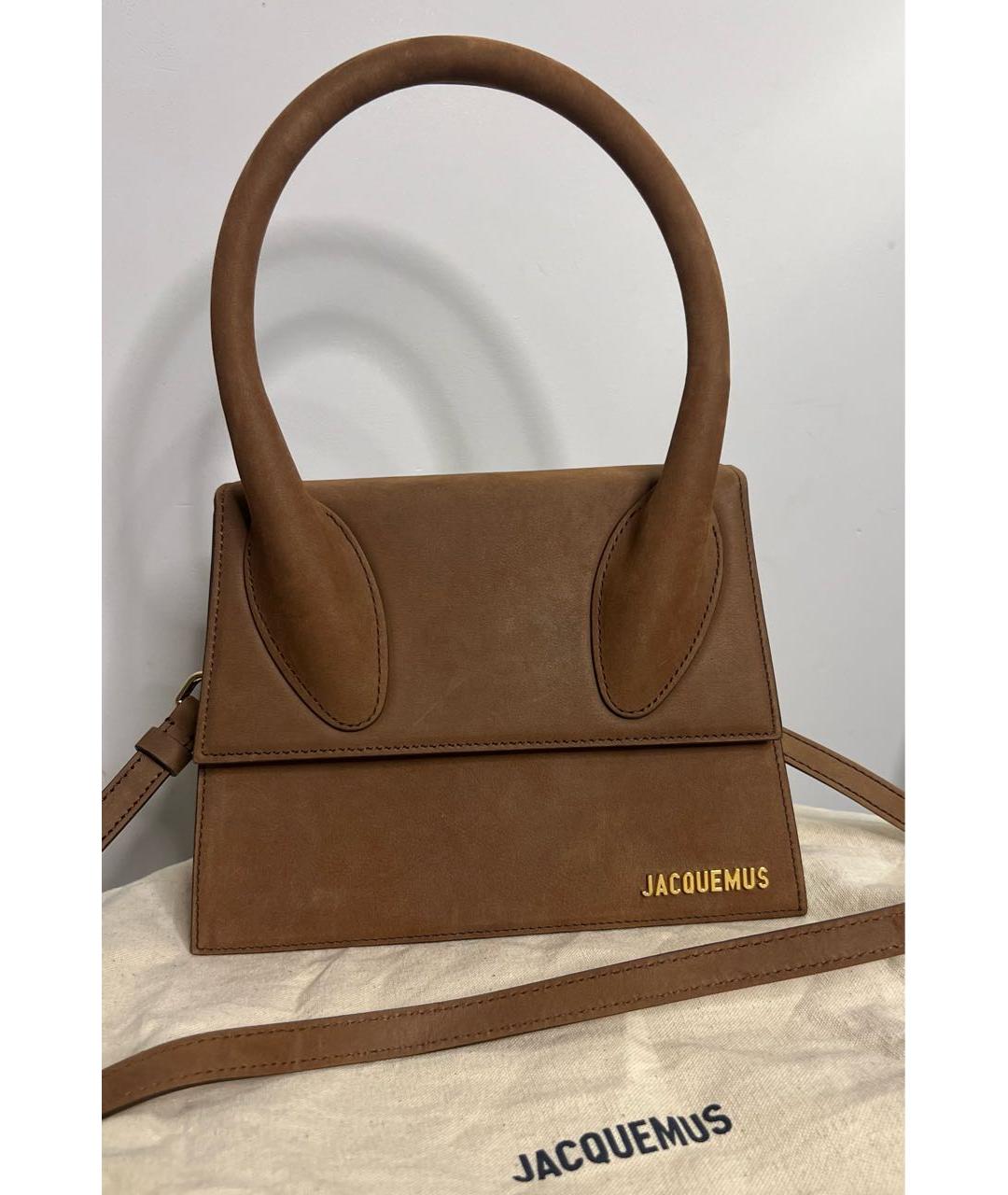 JACQUEMUS Коричневая замшевая сумка через плечо, фото 5