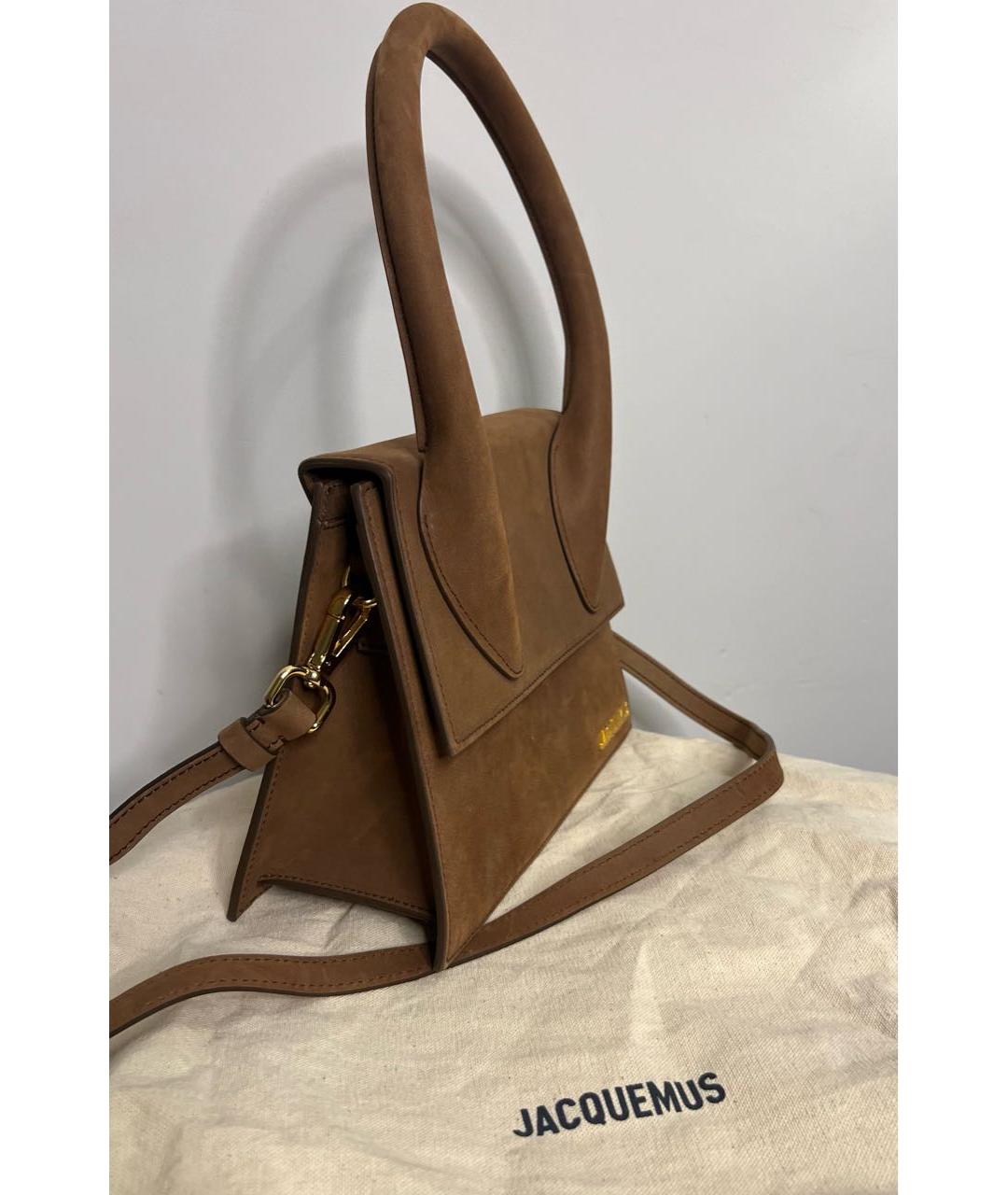 JACQUEMUS Коричневая замшевая сумка через плечо, фото 2
