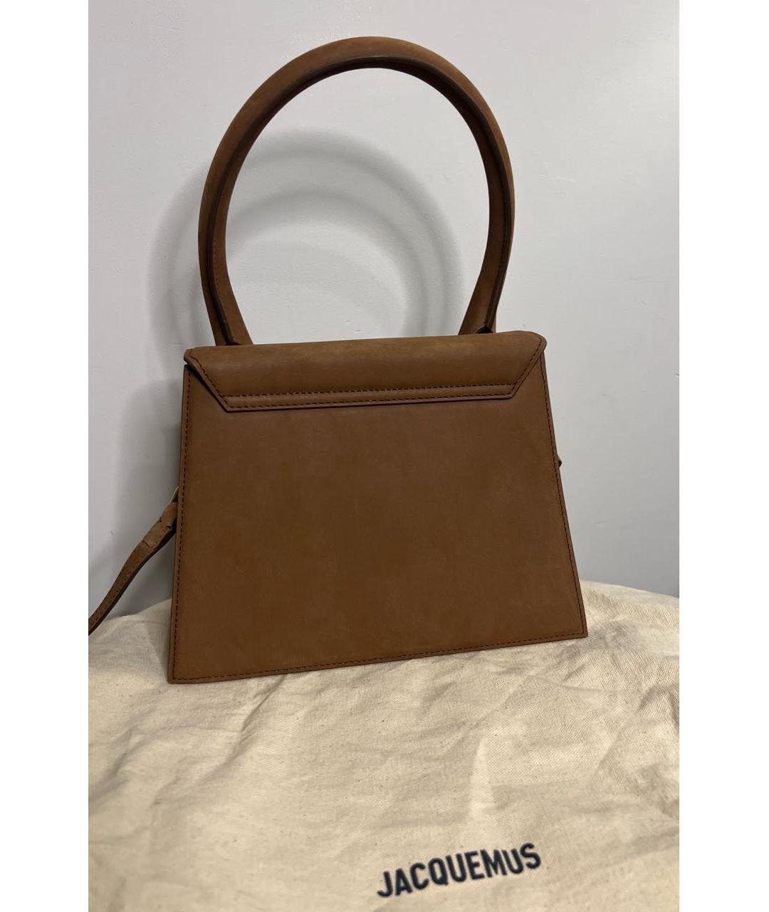 JACQUEMUS Коричневая замшевая сумка через плечо, фото 3