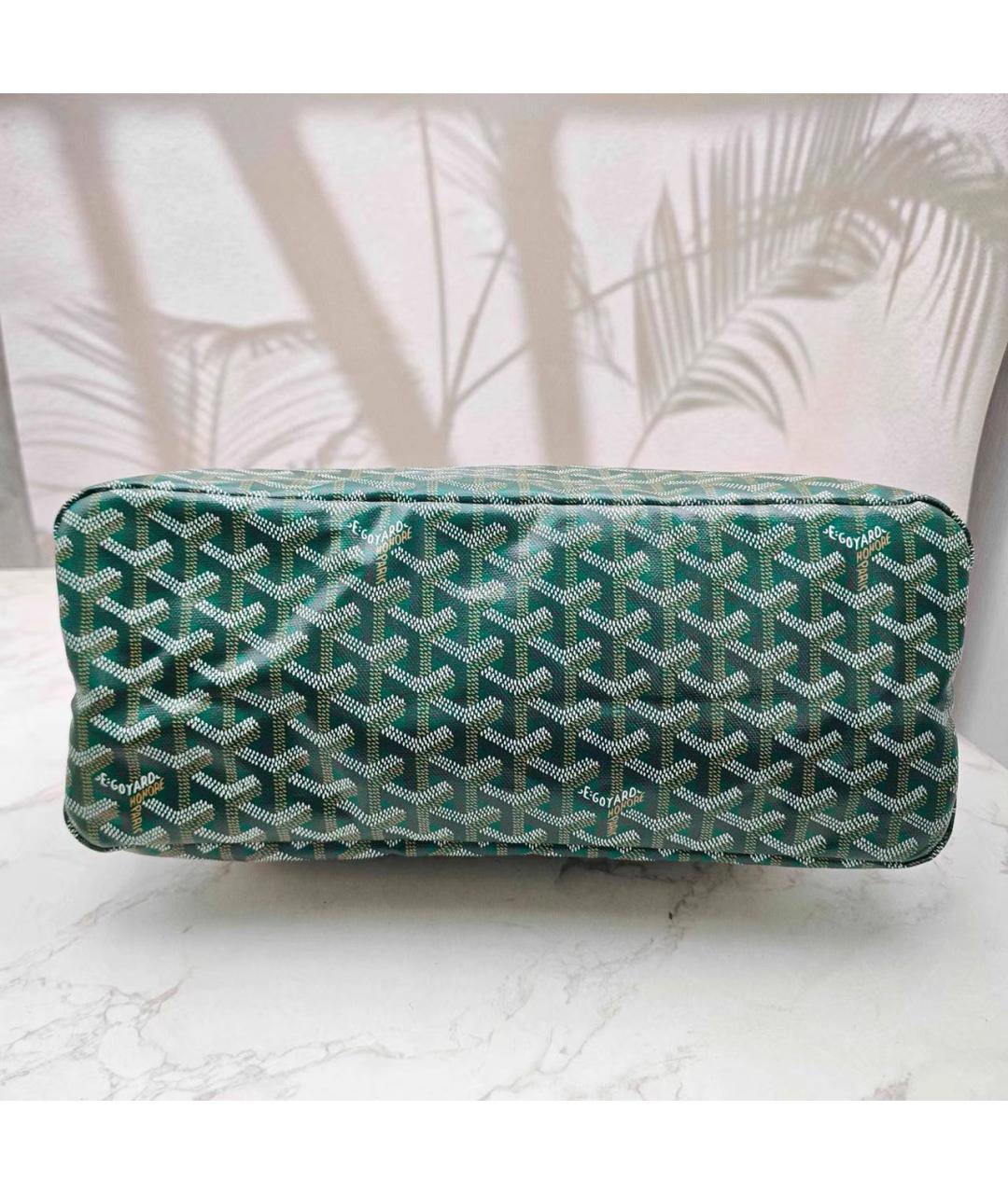 GOYARD Зеленая кожаная сумка с короткими ручками, фото 4