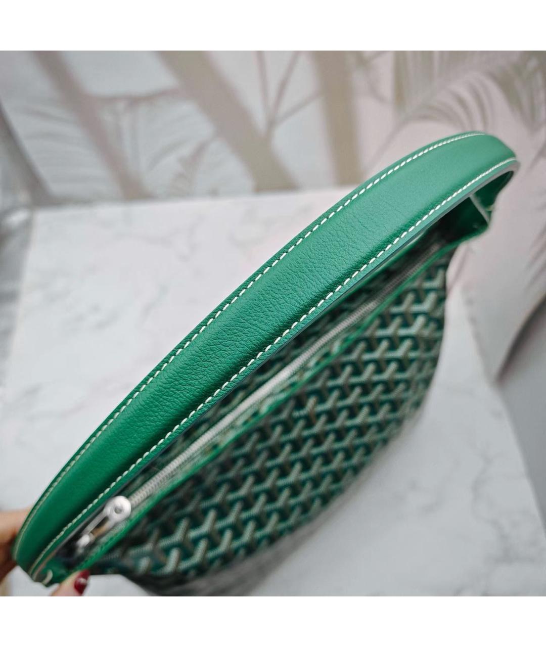 GOYARD Зеленая кожаная сумка с короткими ручками, фото 5
