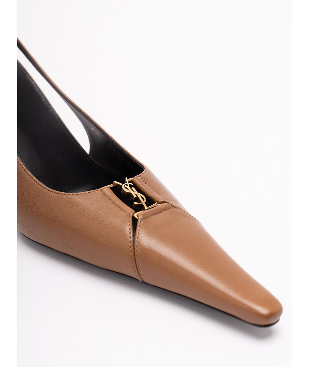 SAINT LAURENT Бежевые кожаные туфли, фото 6