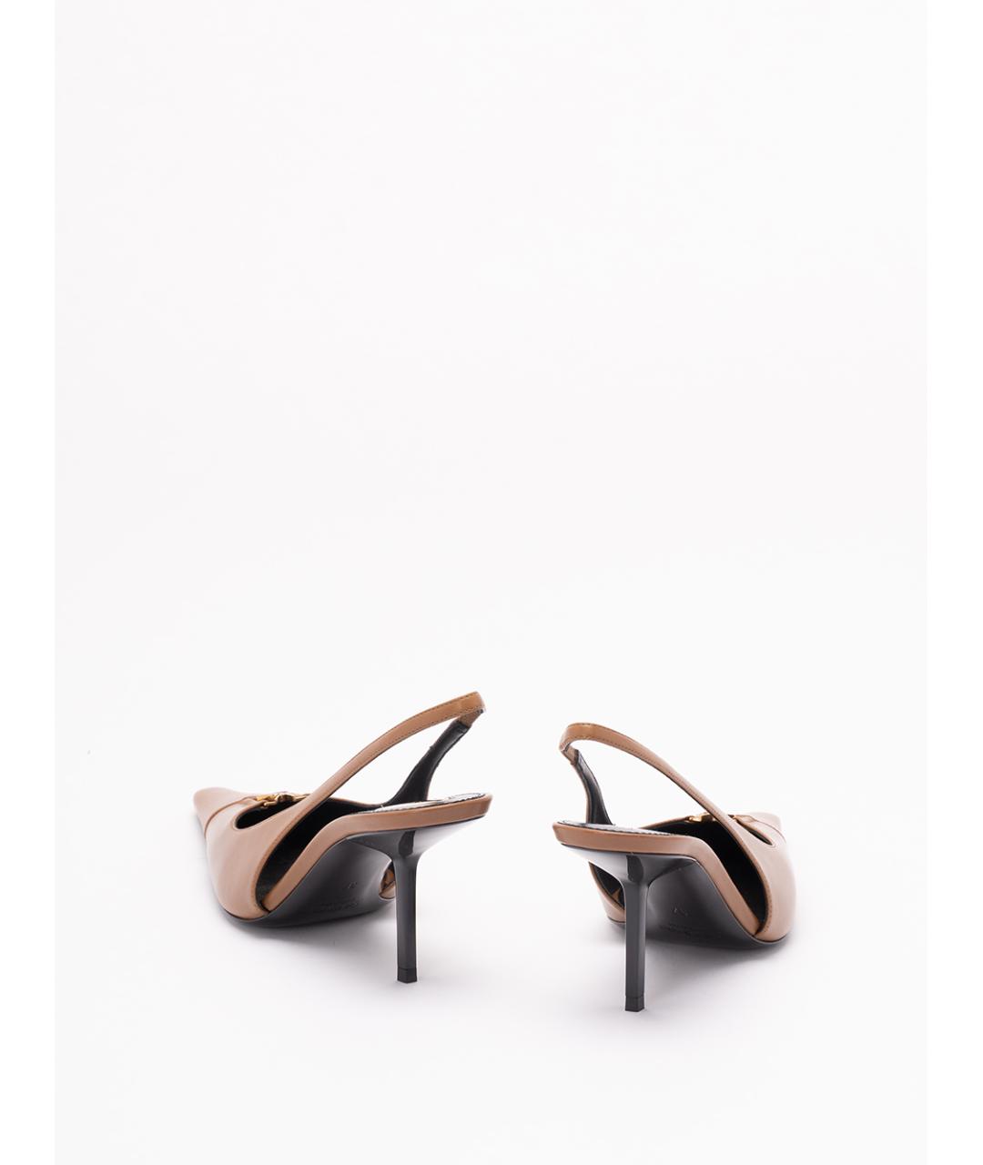 SAINT LAURENT Бежевые кожаные туфли, фото 3