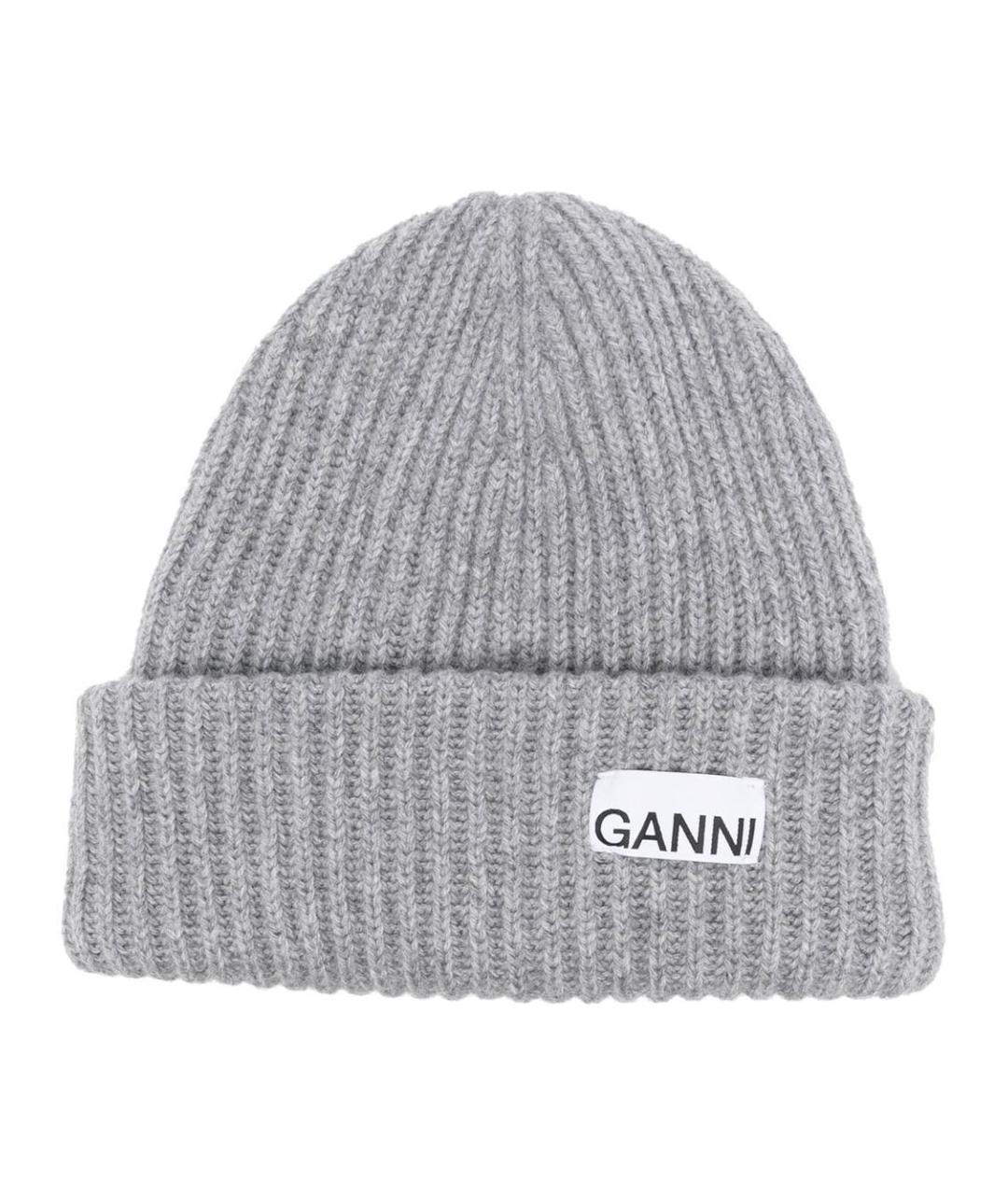 GANNI Серая шерстяная шапка, фото 1