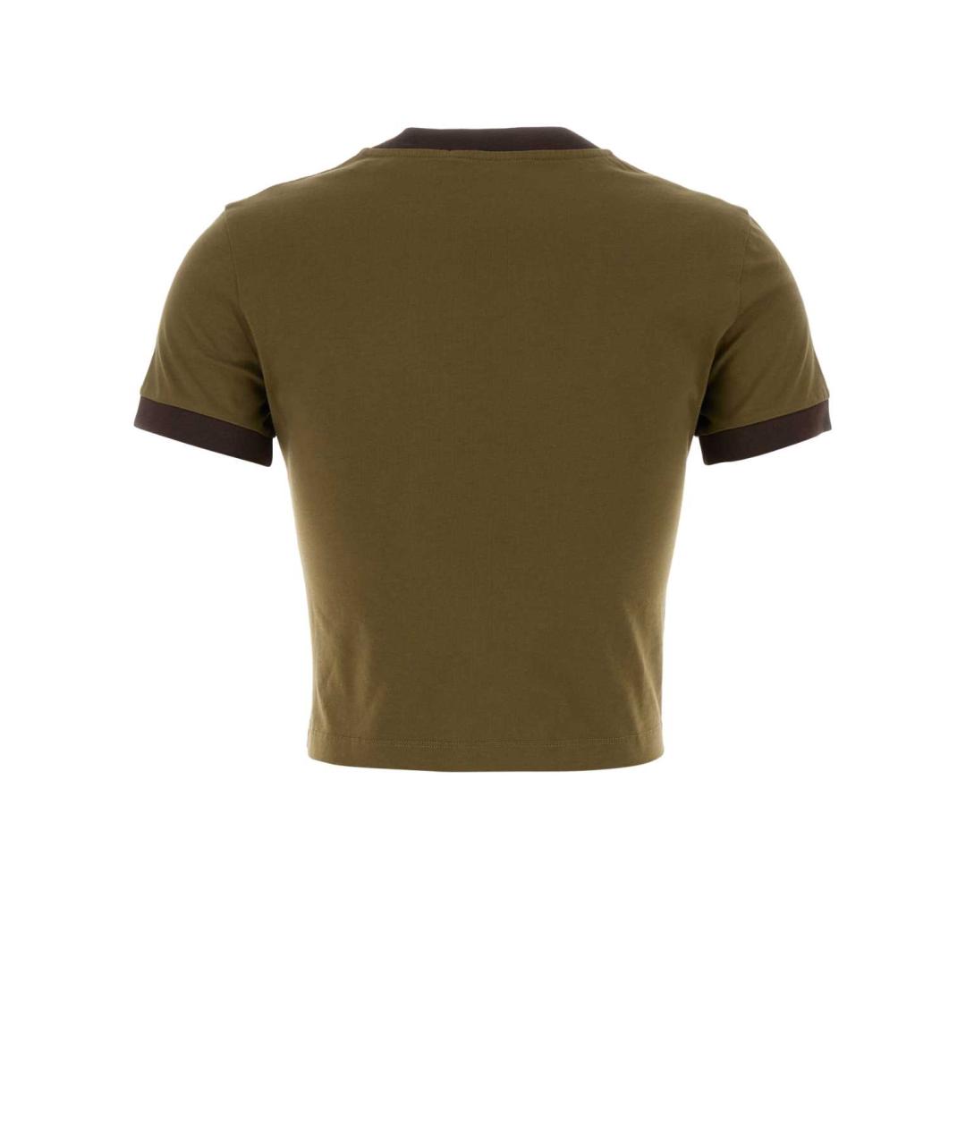 MIU MIU Зеленая хлопковая футболка, фото 2