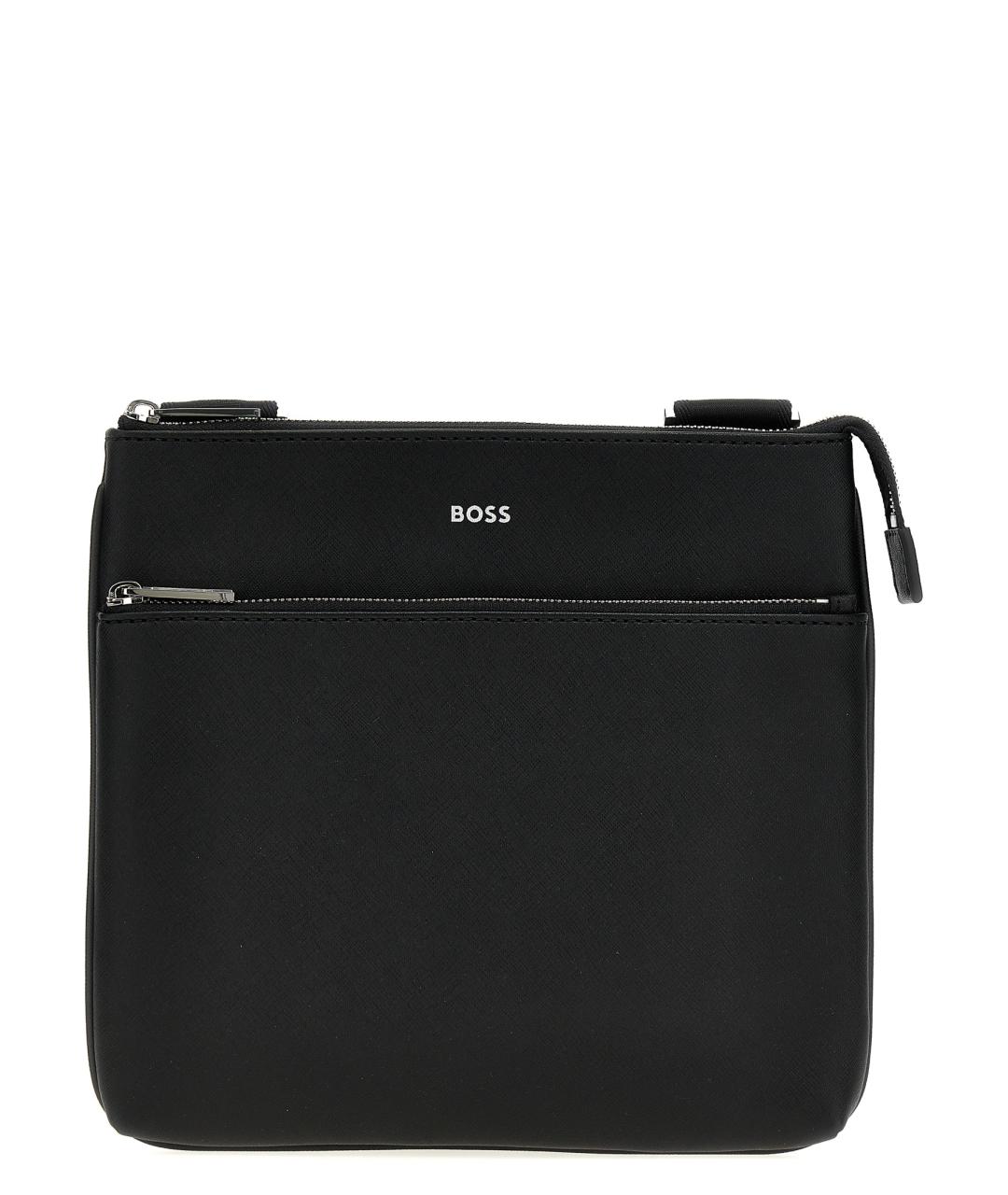 HUGO BOSS Черная кожаная сумка на плечо, фото 1