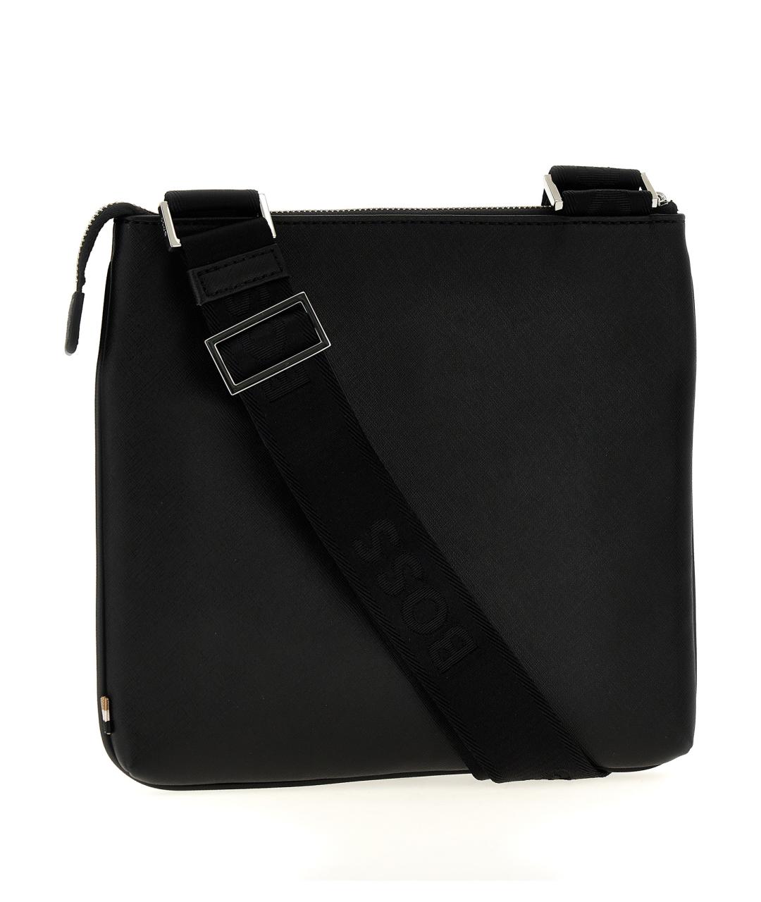 HUGO BOSS Черная кожаная сумка на плечо, фото 2