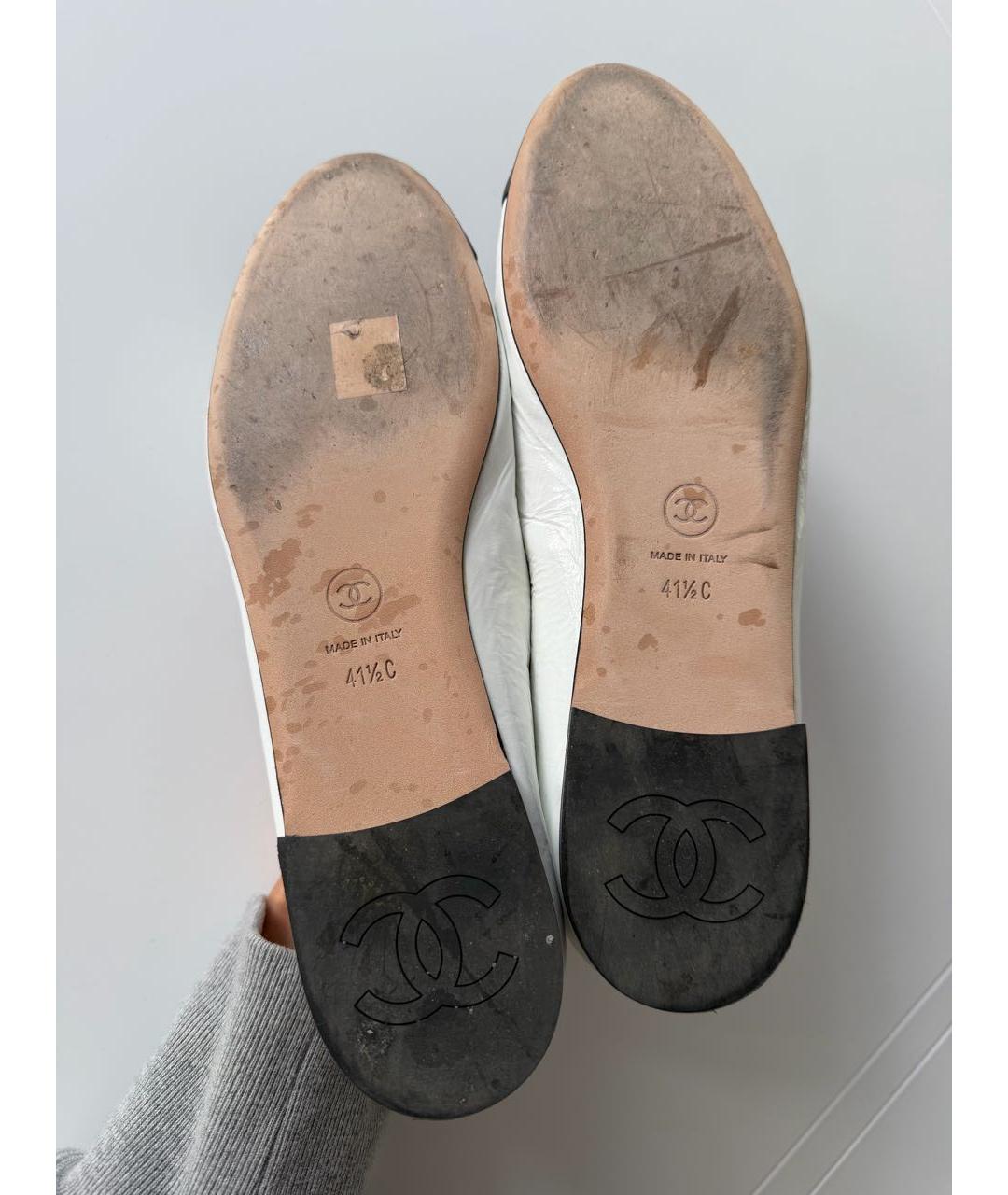 CHANEL Белые кожаные балетки, фото 6