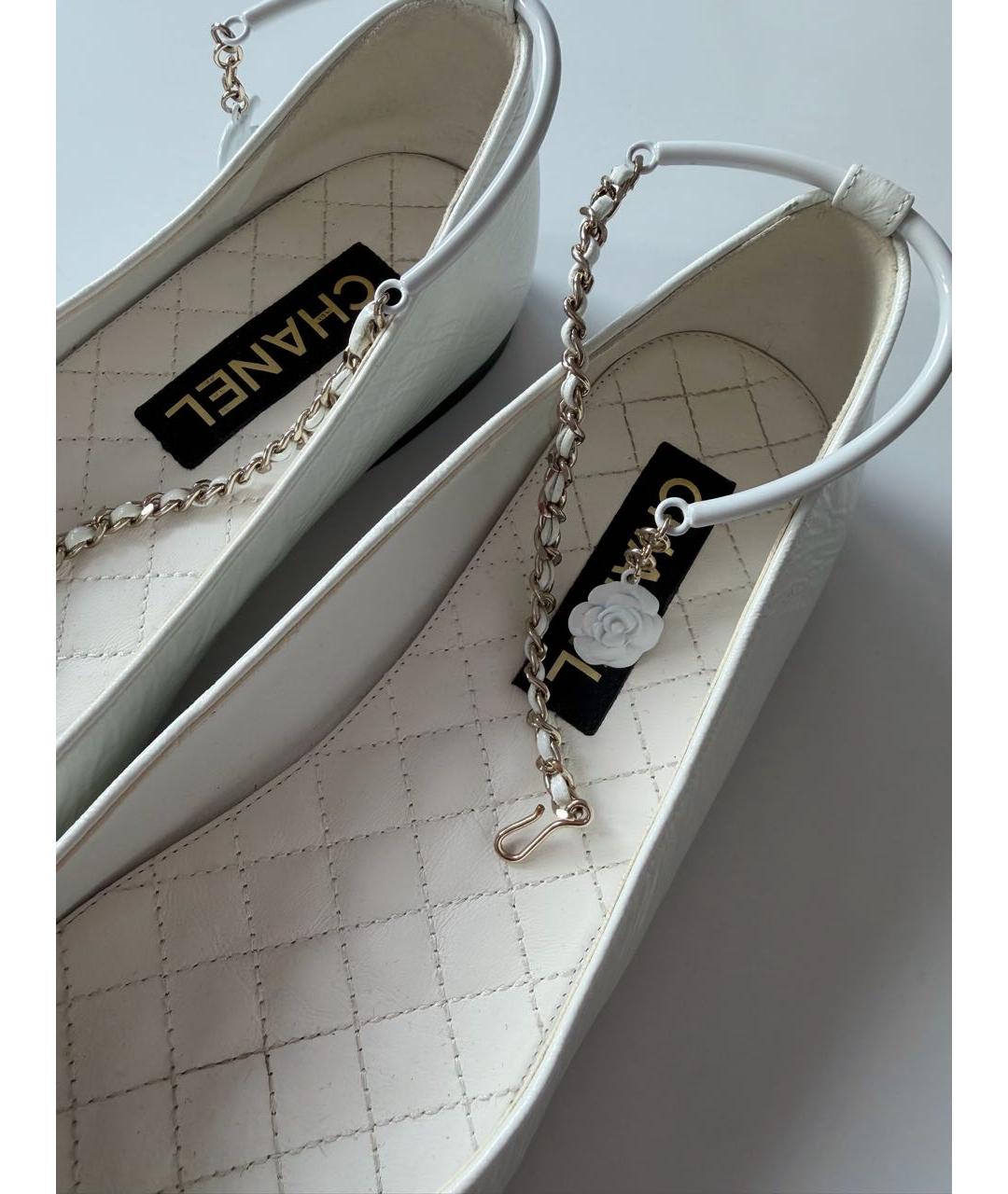 CHANEL Белые кожаные балетки, фото 8