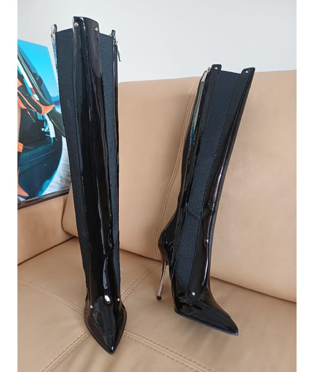 CASADEI Черные сапоги из лакированной кожи, фото 5