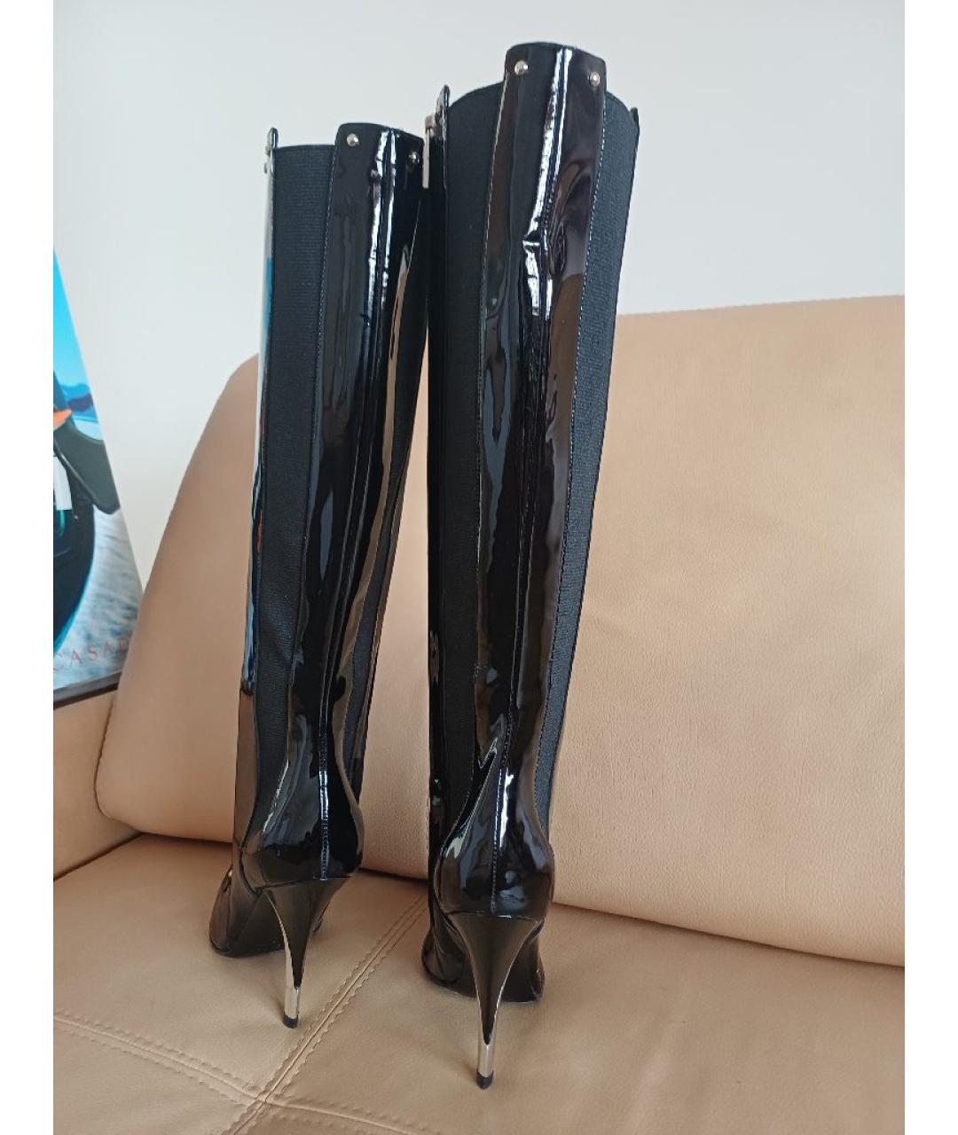 CASADEI Черные сапоги из лакированной кожи, фото 8