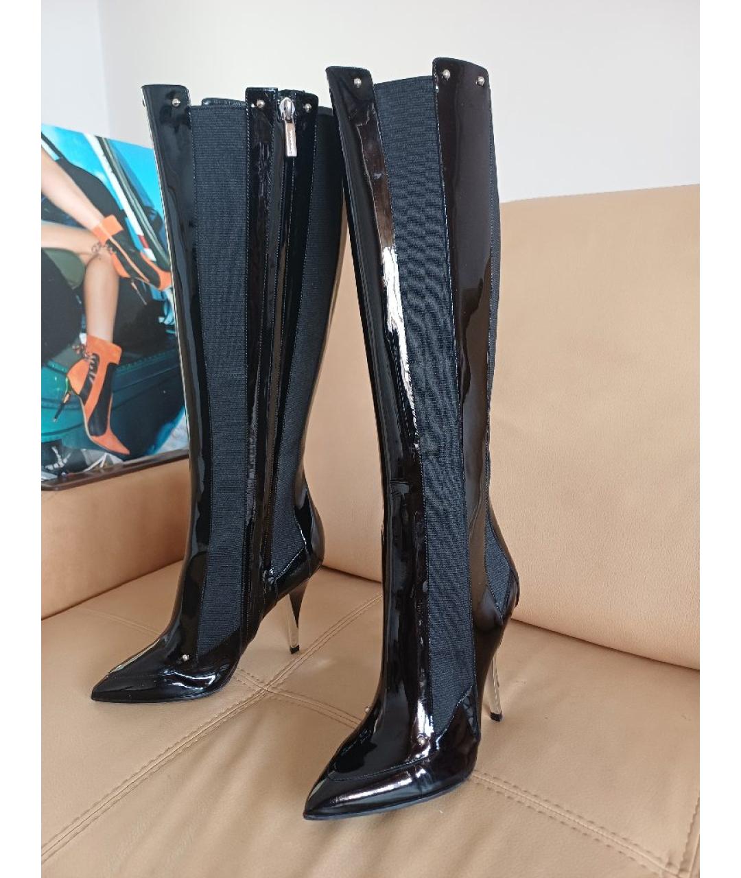 CASADEI Черные сапоги из лакированной кожи, фото 2