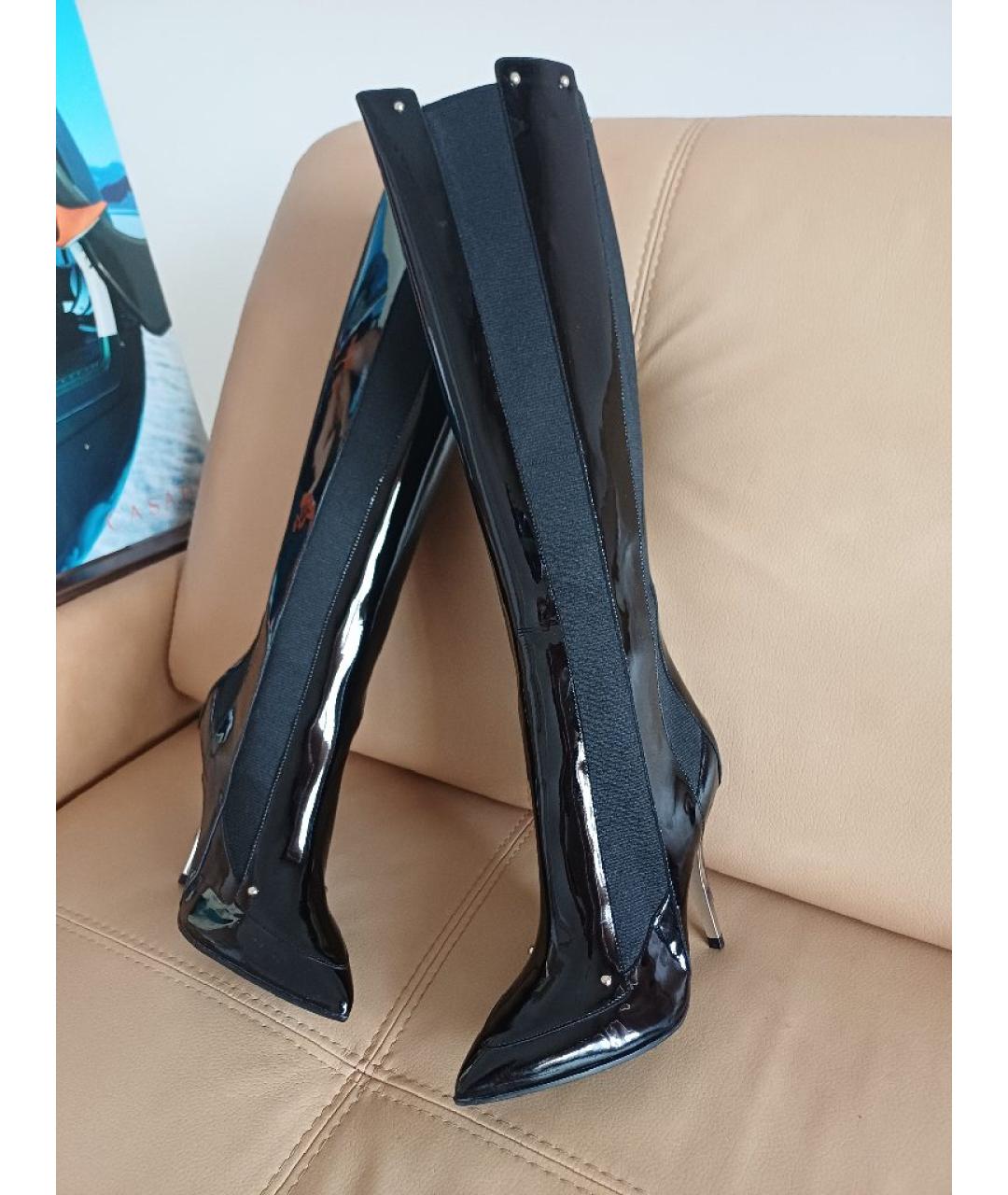 CASADEI Черные сапоги из лакированной кожи, фото 6